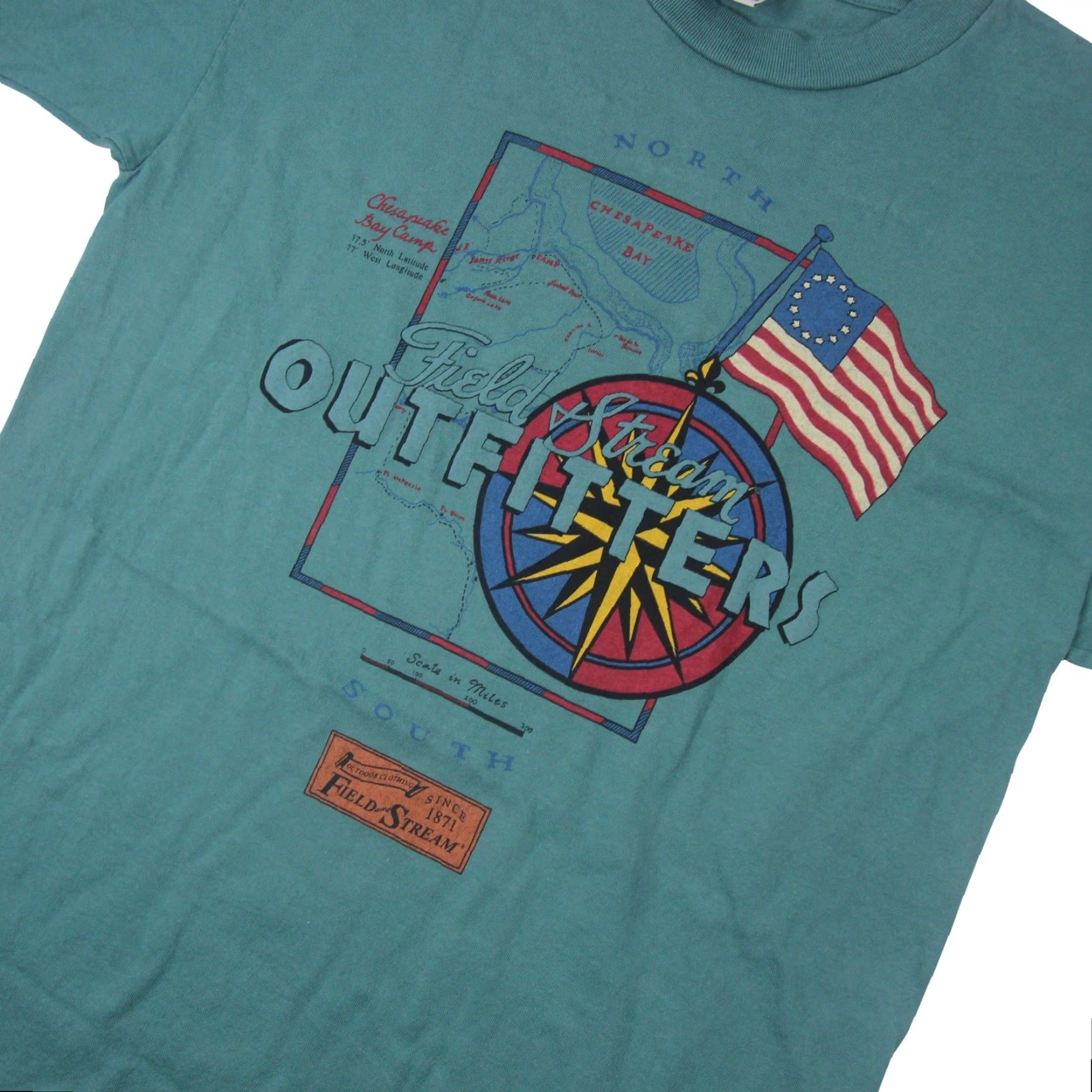 Altea VINTAGE Field & Stream Outfitters Mens Large T-Shirt Teal Graphic Shirt Size US L / EU 52-54 / 3 - 2 Thumbnail