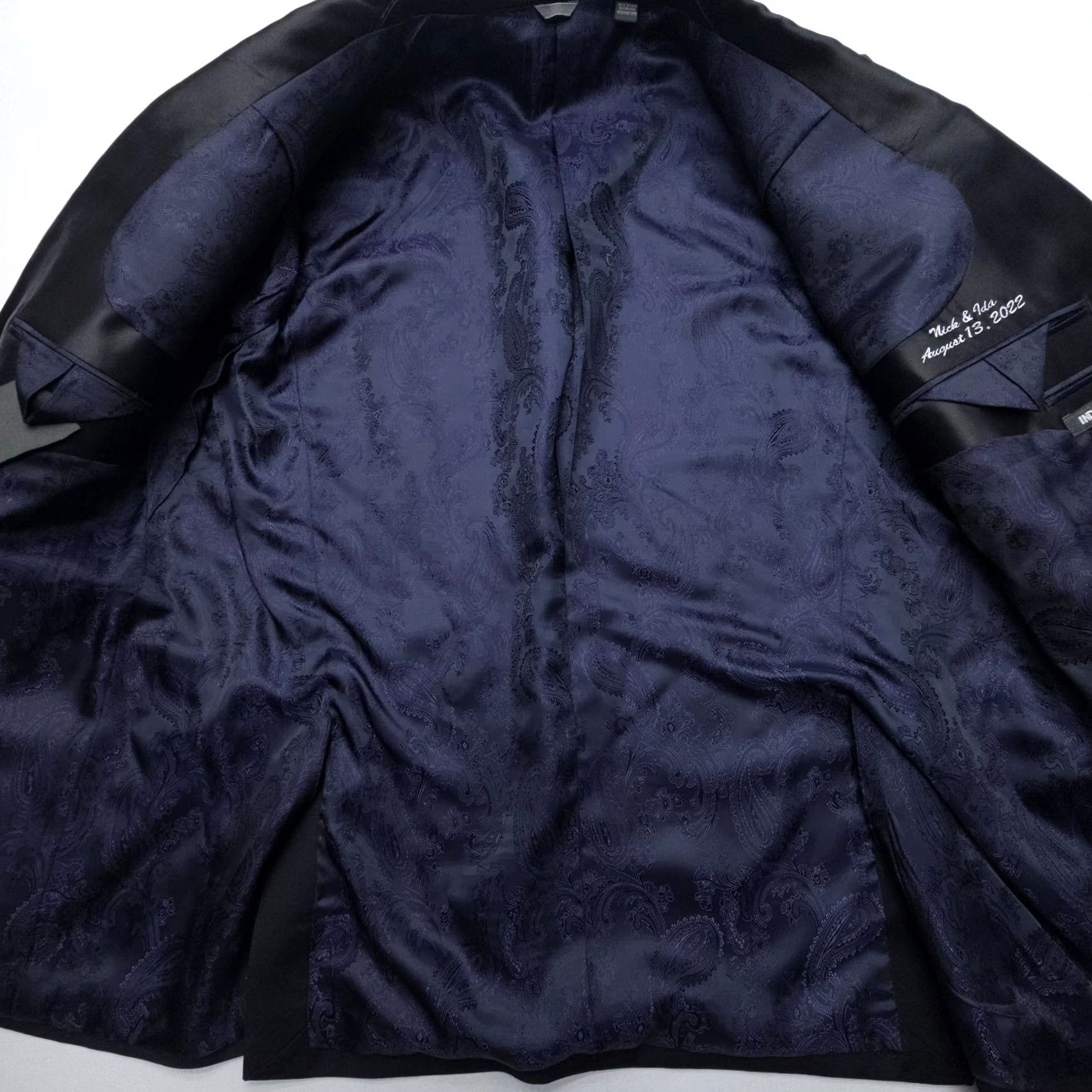 Vintage Indochino Tuxedo Jacket Mens Regular Wool Black Paisley Lined NWT 42 C Size 42R - 2 Thumbnail
