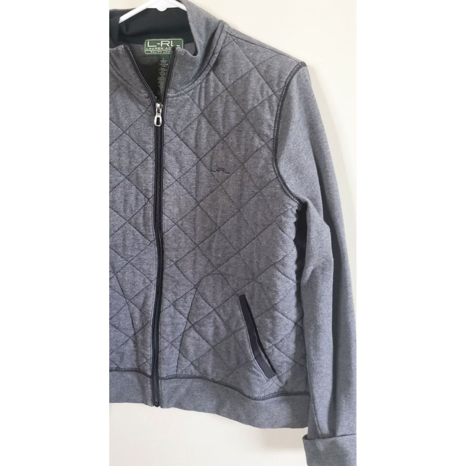 Ralph Lauren VINTAGE? LAUREN ACTIVE Ralph Lauren Women's L Gray Full Zip Quilted Fleece Lined Jacket Size L / US 10 / IT 46 - 2 Thumbnail