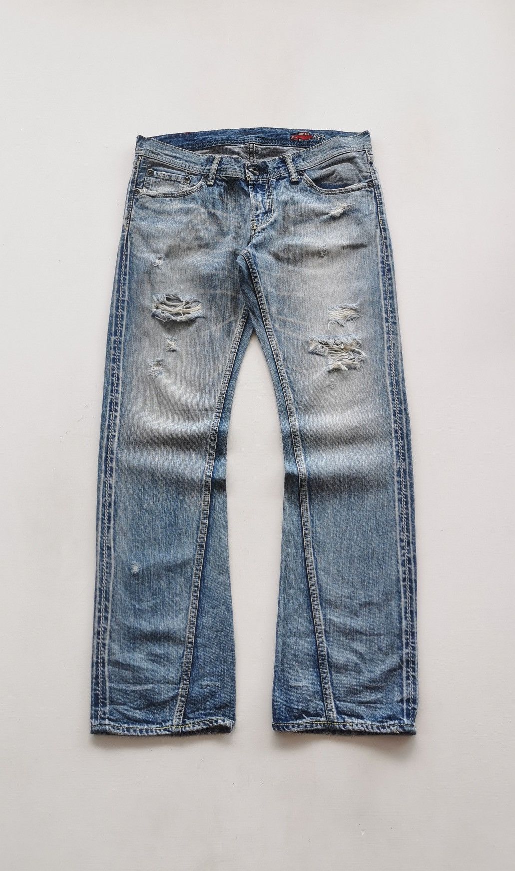 Japanese Brand Rodeo Crowns Japan Twist Leg Distressed Jeans Size US 31 - 1 Thumbnail