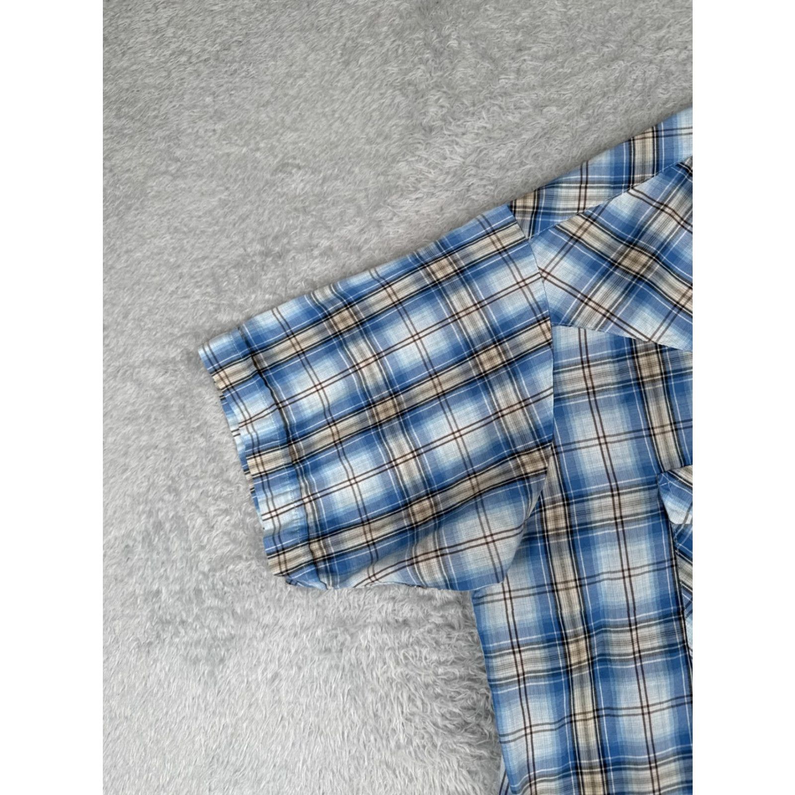 Vintage plains Shirt Men Large Blue Plaid Western Pearl Snap Rodeo Poly Blen Size US L / EU 52-54 / 3 - 3 Thumbnail