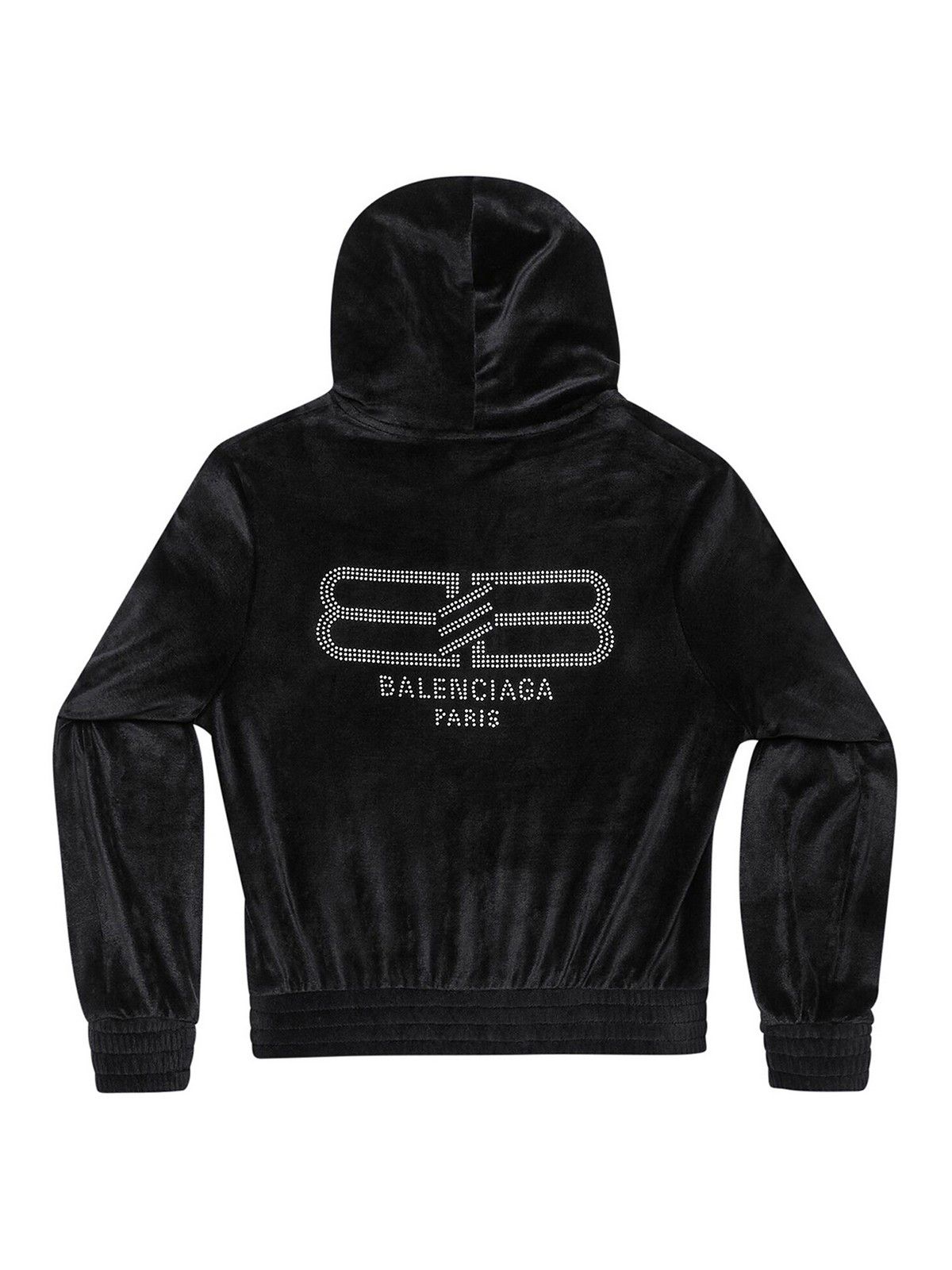 Balenciaga oc11z1125 BB Paris Strass Zip-Up Hoodie in Black Size S / US 4 / IT 40 - 2 Thumbnail