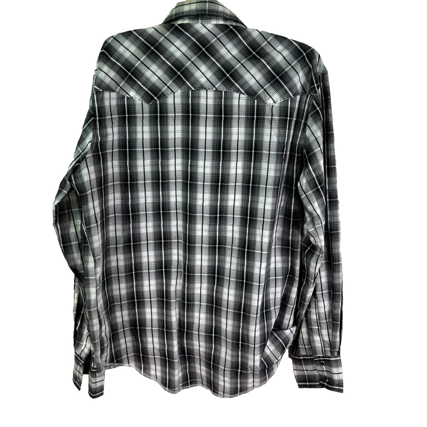 Wrangler Wrangler Western Plaid Pearl Snap Button Shirt Mens L Gray, Button-Up, Western, Casual, Workwear, Wrangler Wrancher Size US L / EU 52-54 / 3 - 7 Thumbnail