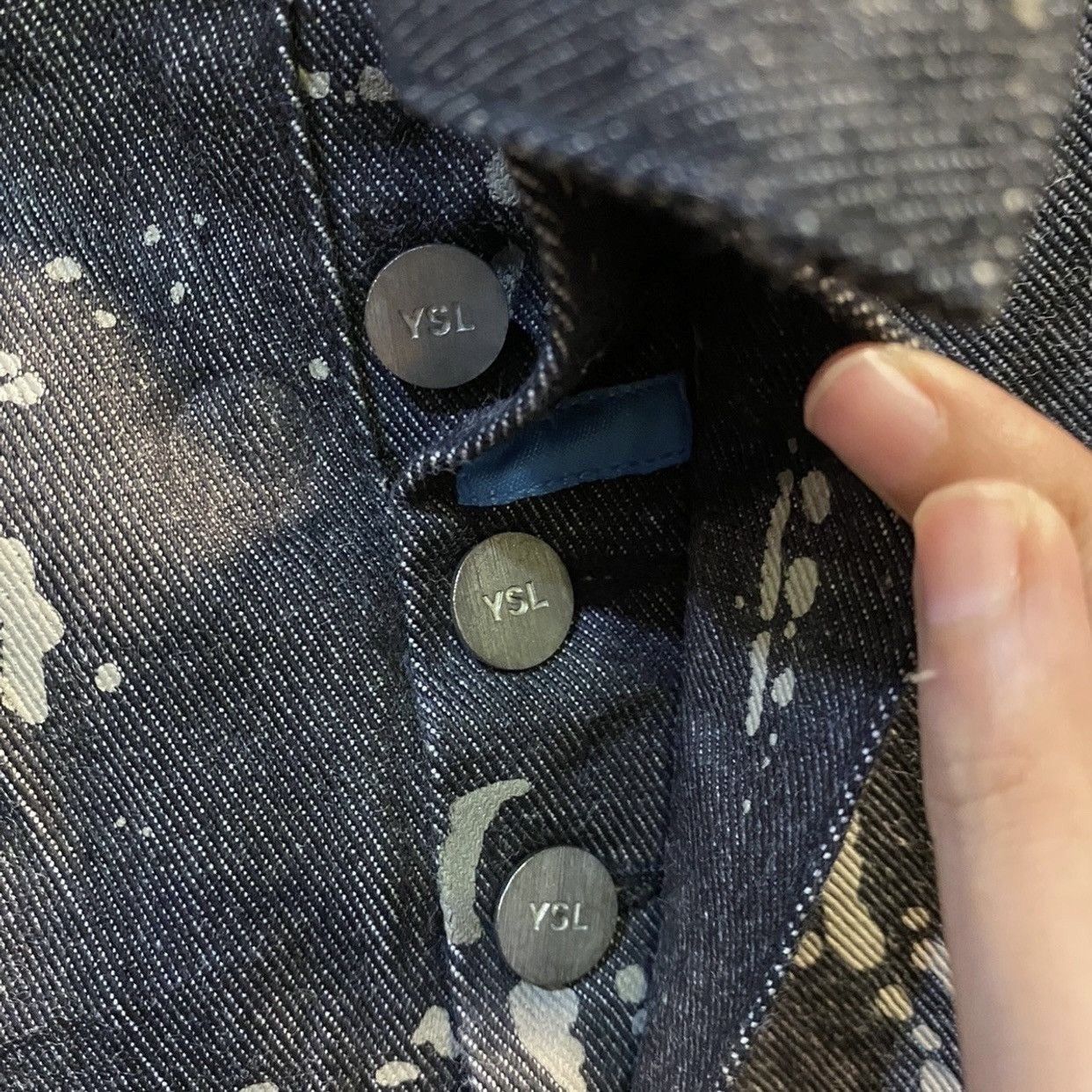 Saint Laurent Paris Saint Laurent Paint Splatter Straight Cut Jeans Indigo Size US 33 - 11 Thumbnail