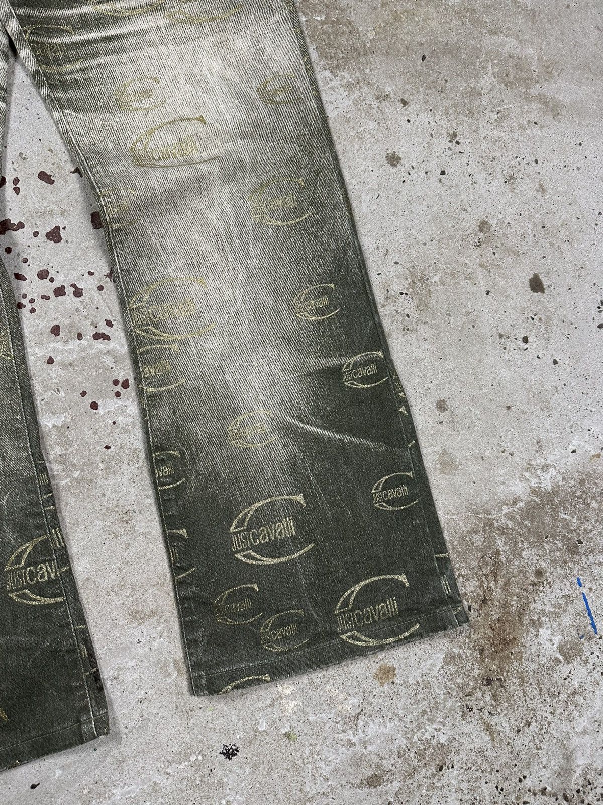 Just Cavalli Vintage 2000s Roberto Just Cavalli Monogram Flare Denim Pant Size 31" - 9 Thumbnail