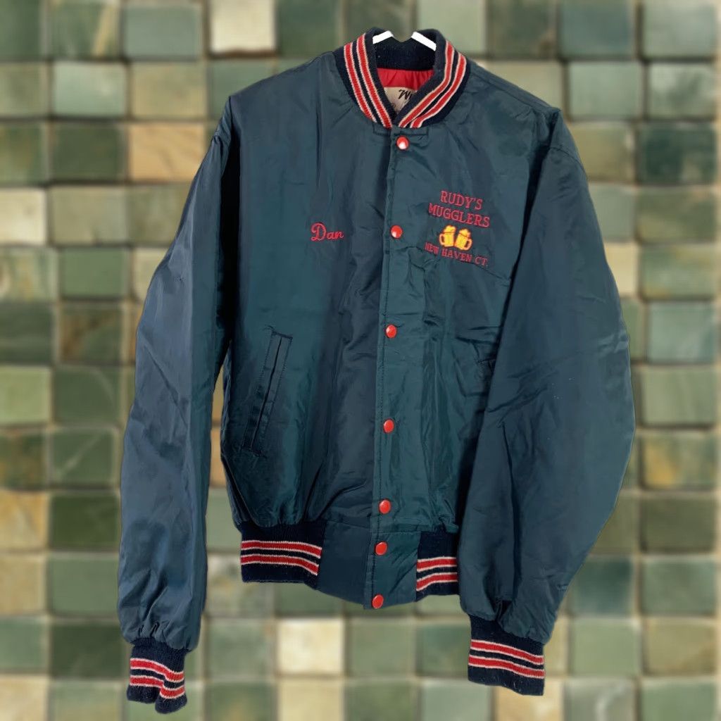 Vintage VINTAGE West Wind Bomber Jacket Mens M Nylon Blue Satin Lining Pocket 46 Chest 25.5 Length 26 Sleeve 20 Shoulder 26" Buccan e er Size US M / EU 48-50 / 2 - 1 Thumbnail