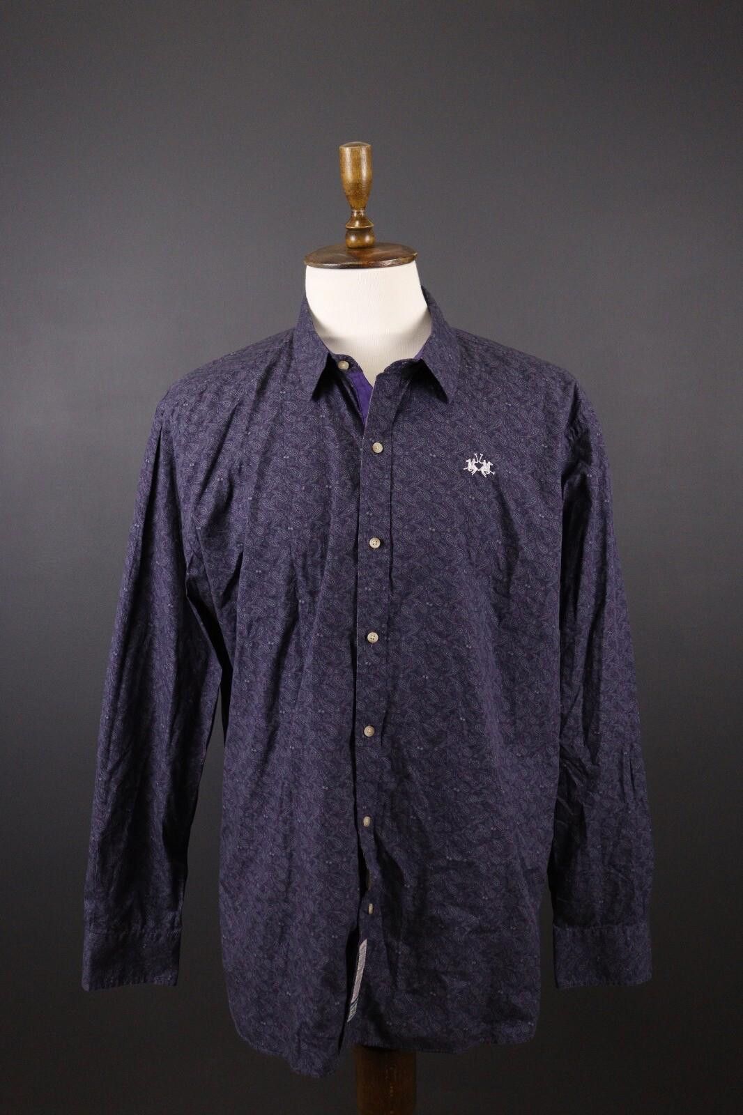 La Martina La Martina Slim Fit Blue Jacquard Paisley Shirt Size 3XL Size US XXL / EU 58 / 5 - 1 Thumbnail