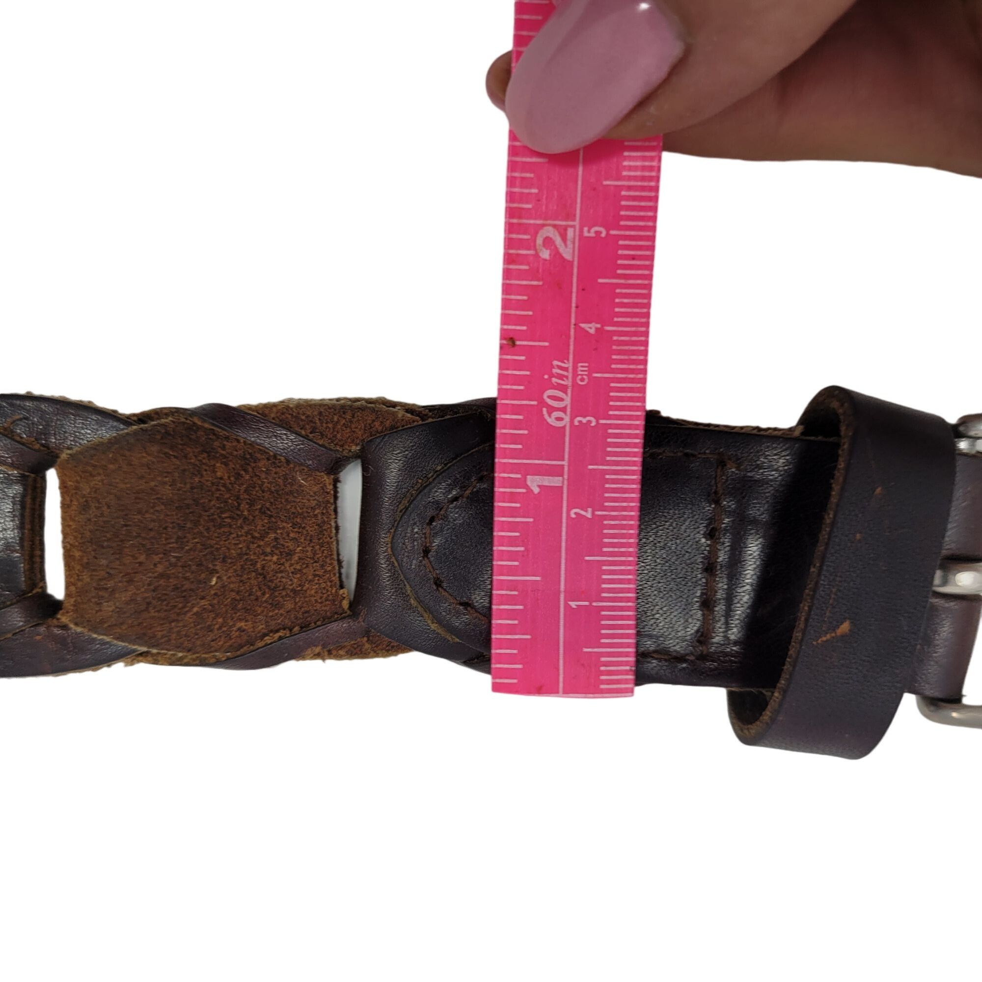 Vintage Vintage Woven Suede Leather Hexagon Pattern Belt 42" Brown W Size 44 - 5 Thumbnail