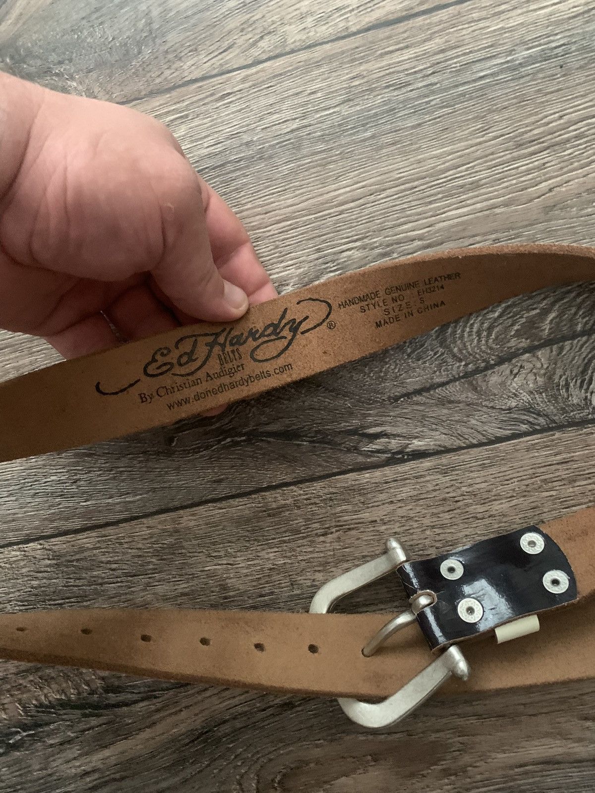 Ed Hardy × Vintage Vintage Ed Hardy by Christian Audigier Y2K Leather Rare Belt Size ONE SIZE - 5 Thumbnail