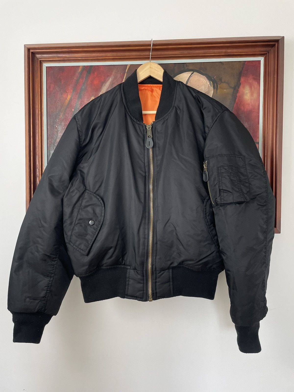 Vintage Ma1 Flyer Black Vintage Nylon Bomber Jacket BoxyFit Oversize Size US S / EU 44-46 / 1 - 1 Thumbnail
