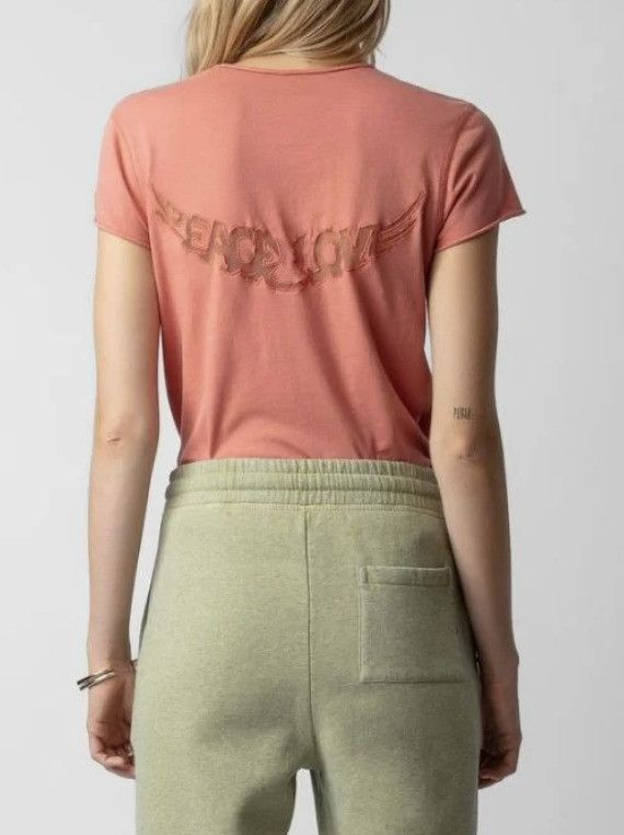 Zadig & Voltaire Zadig & Voltaire Peace Love Fishnet Tee Litchi ( XS ) Size XS / US 0-2 / IT 36-38 - 2 Thumbnail