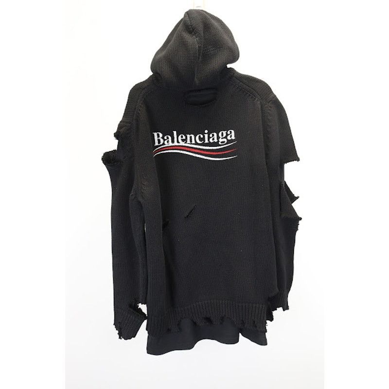 Balenciaga o1rshd1 Political Campaign Distressed Logo Cotton Hoodie Size US XS / EU 42 / 0 - 4 Thumbnail