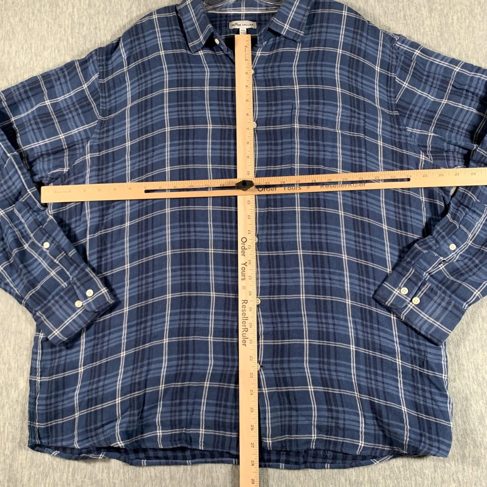 Peter Millar Peter Millar Shirt Mens 2XL Blue Plaid Long Sleeve Button Front Cotton Casual Size US XXL / EU 58 / 5 - 6 Thumbnail
