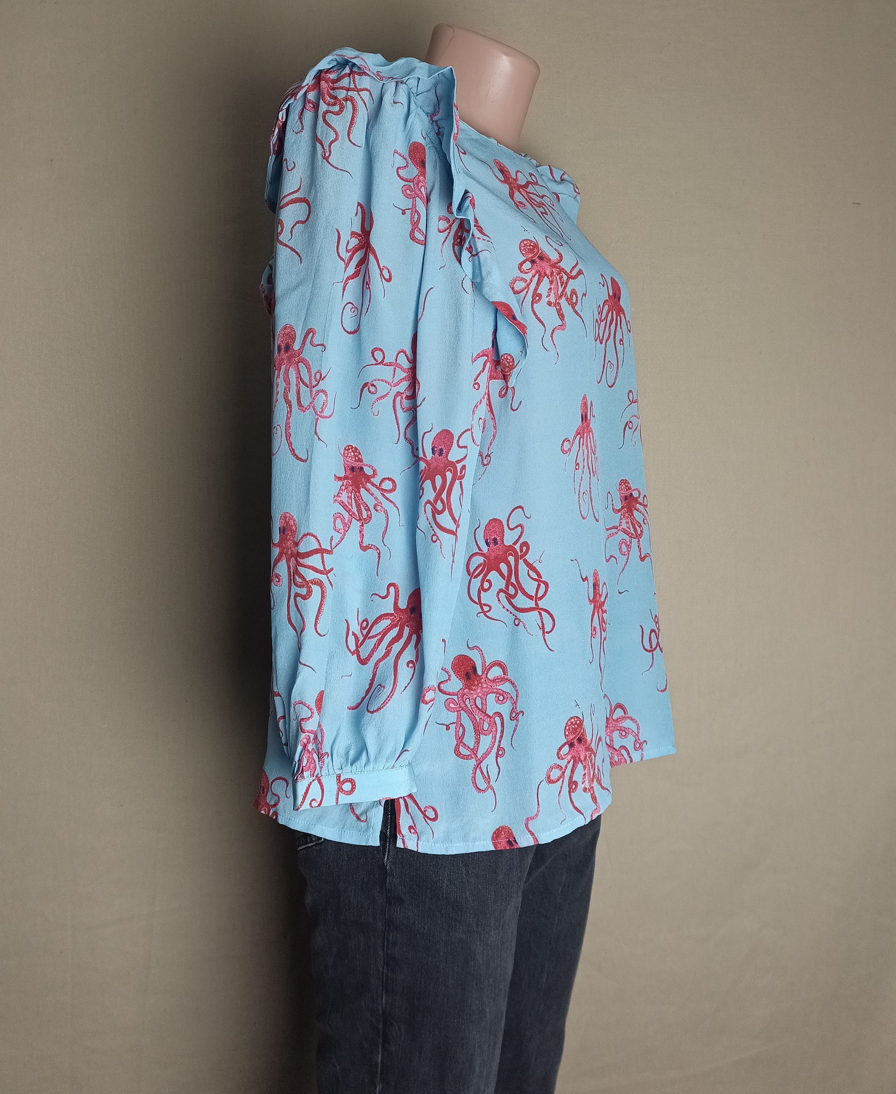 Essentiel Antwerp ESSENTIEL ANTWERP Silk Blouse Octopus Print Ruffle Detail Size M / US 6-8 / IT 42-44 - 4 Thumbnail