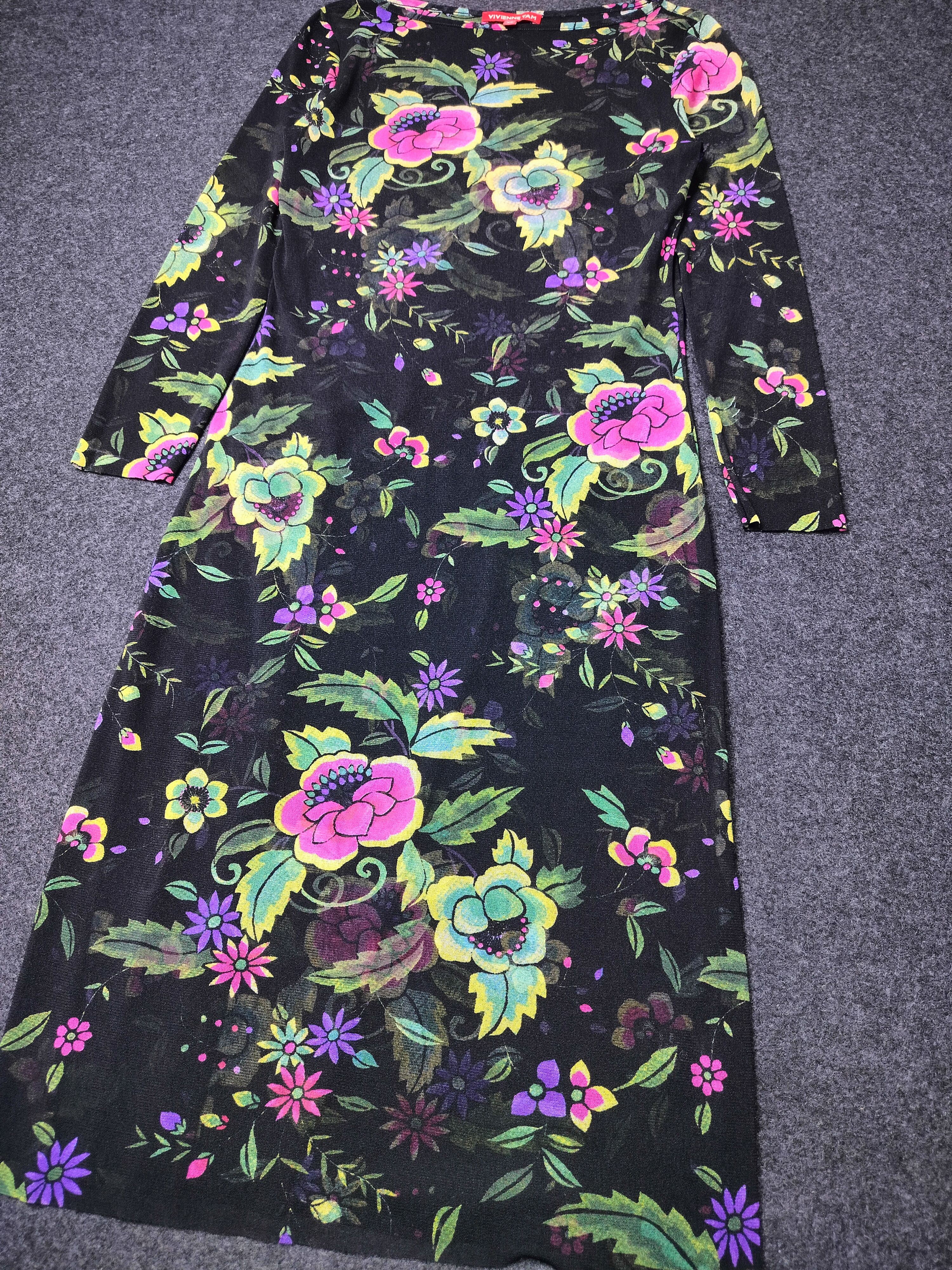 Vivienne Tam Rare Vivienne Tam Mesh Floral Midi Dress Size XS / US 0-2 / IT 36-38 - 2 Thumbnail