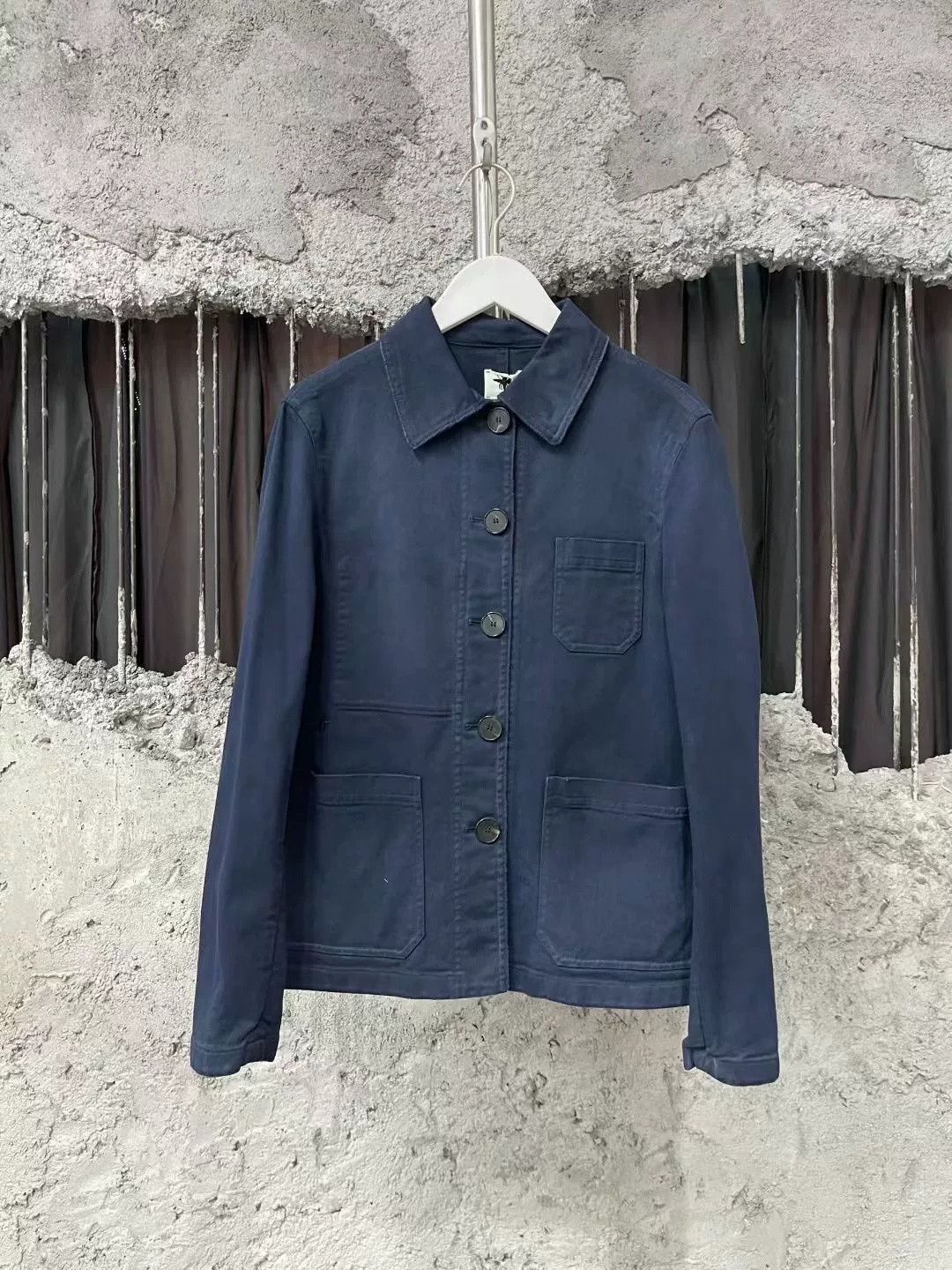 Dior Dior Dark Blue Washed Distressed Bee Utility Jacket Size US 7 / EU 40 - 1 Thumbnail