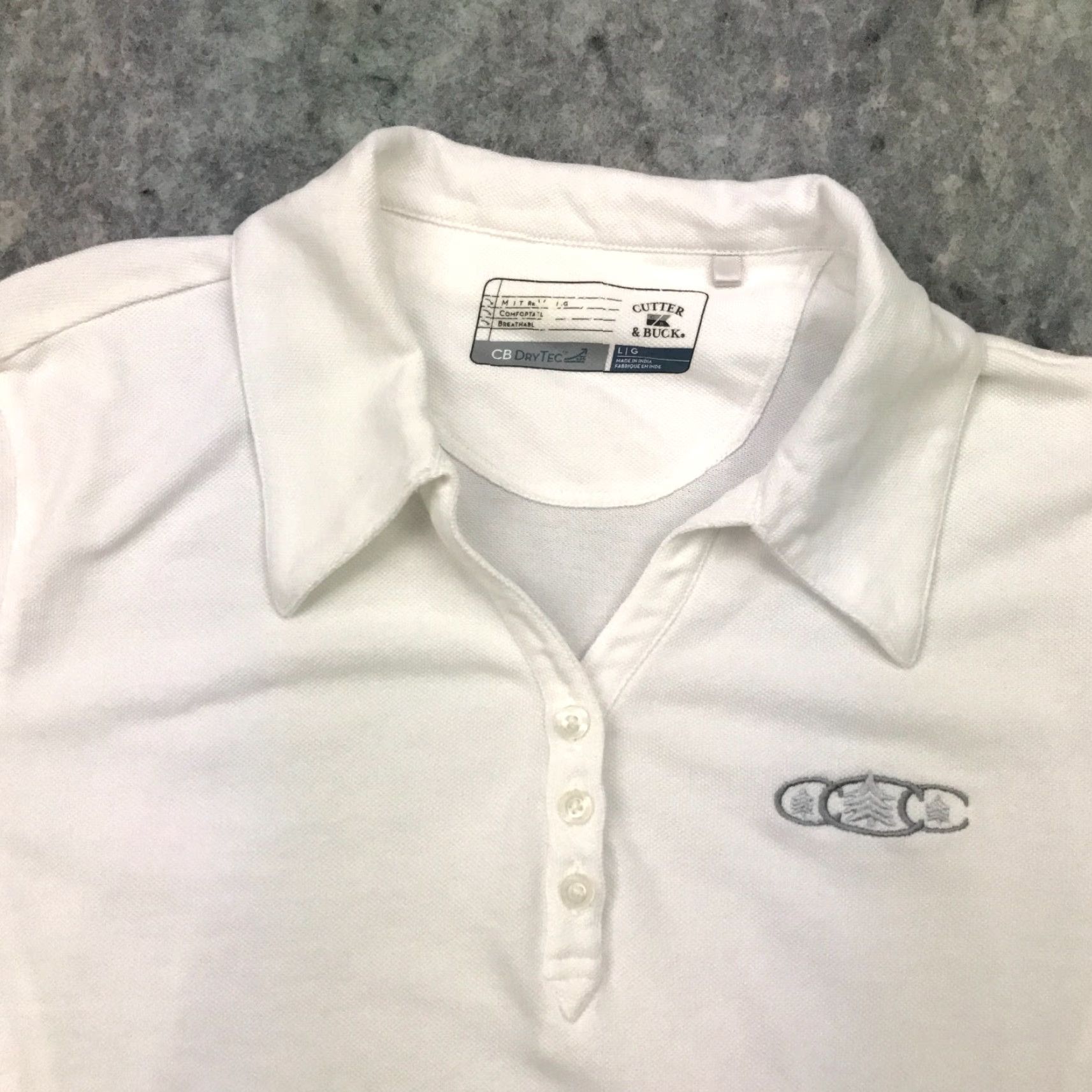 Cutter & Buck VINTAGE Cutter & Buck Womens Golf Shirt Top Large White Dry Tec? Size L / US 10 / IT 46 - 2 Thumbnail