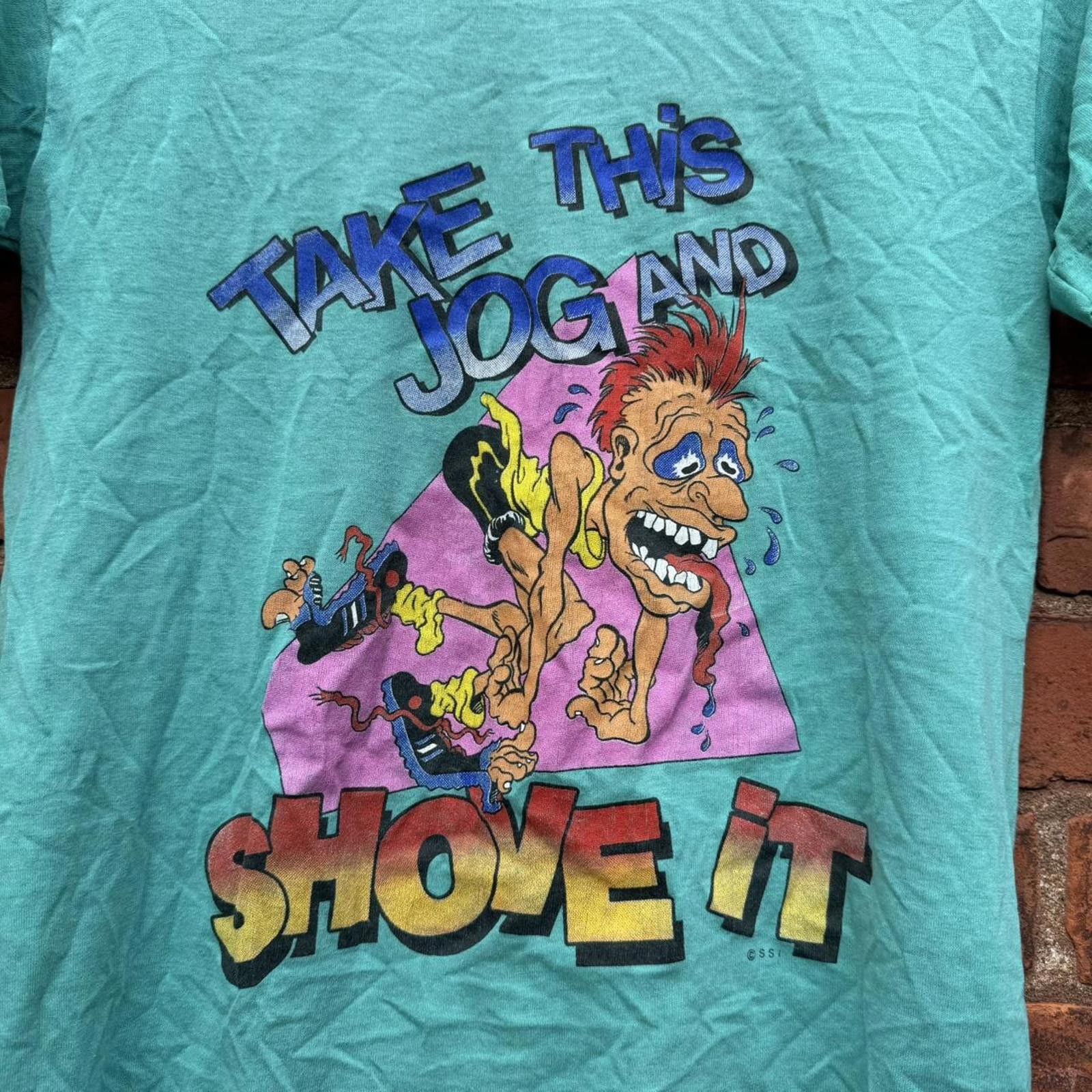 Hanes vintage take this jog and shove it t shirt 80s S/M Size US M / EU 48-50 / 2 - 2 Thumbnail