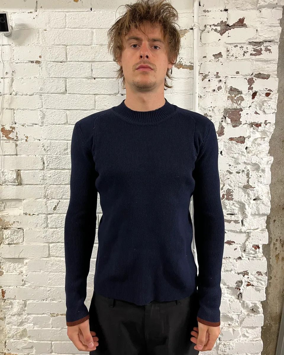 Marithe + Francois Girbaud 2000s Marithé + François Girbaud Navy Wool Contrast Cuff Sweater Size M / US 6-8 / IT 42-44 - 2 Thumbnail