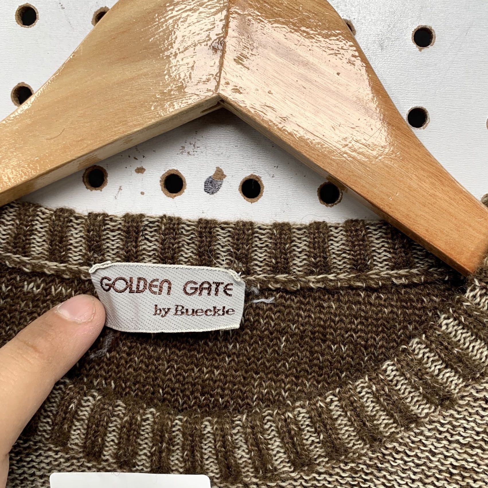 Vintage VTG Golden Gate Knit Sweater Brown Mens Medium Wool Mohair Blend Pullover Crew Neck Vintage Mens Sweater 90s Football Yearly Casual Clothing Size US M / EU 48-50 / 2 - 4 Thumbnail