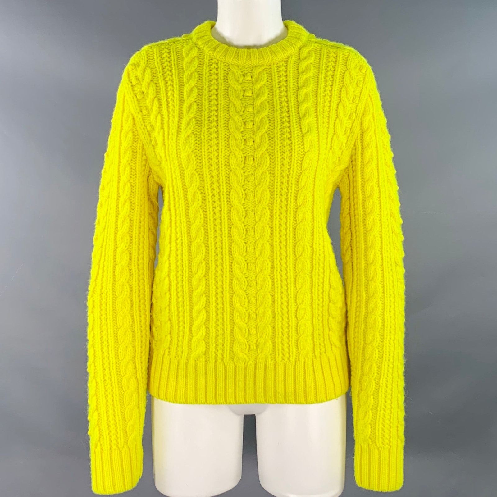 Philosophy di Lorenzo Serafini S Yellow Cable Knit Crew Neck Sweater Size S / US 4 / IT 40 - 1 Thumbnail