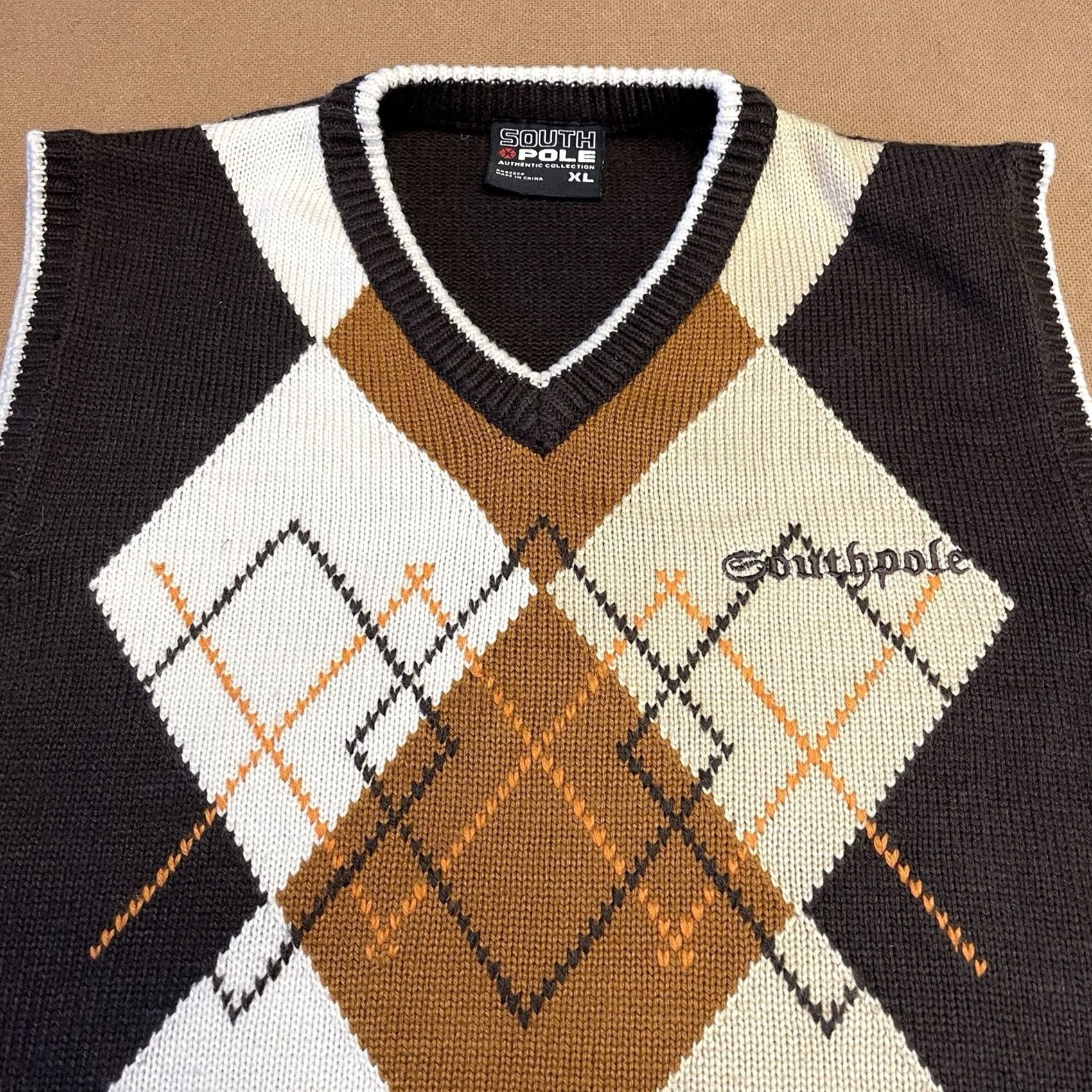 Southpole VINTAGE Southpole Knit Vest Adult XL Brown Argyle Y2K Mens Sweater Vest Size US XL / EU 56 / 4 - 3 Thumbnail