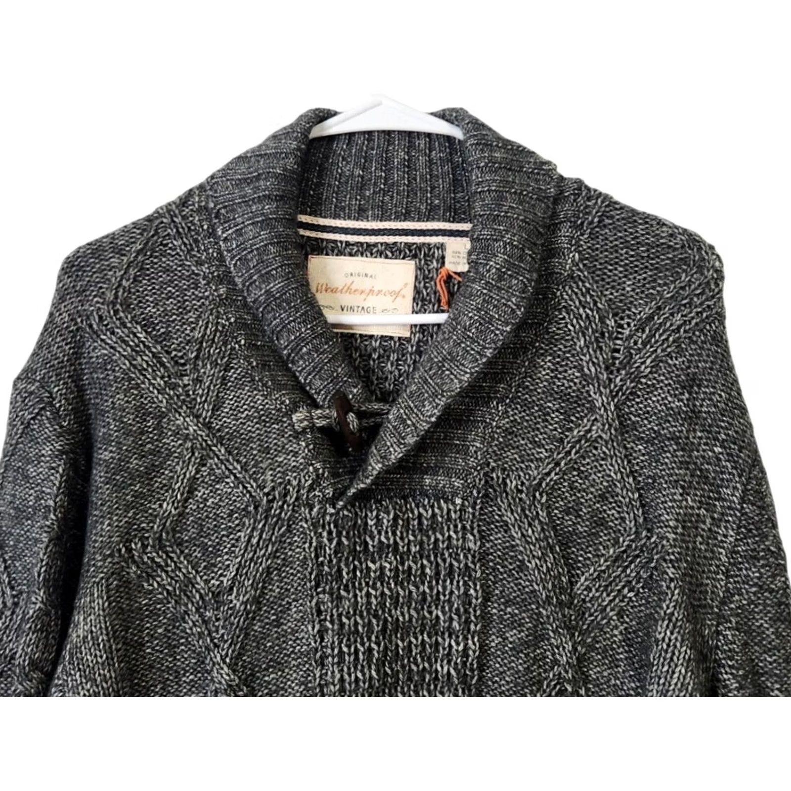 Weatherproof Weatherproof Mens Sweater L Cable-Knit Pullover Long Sleeve Gray-Green Size US L / EU 52-54 / 3 - 3 Thumbnail