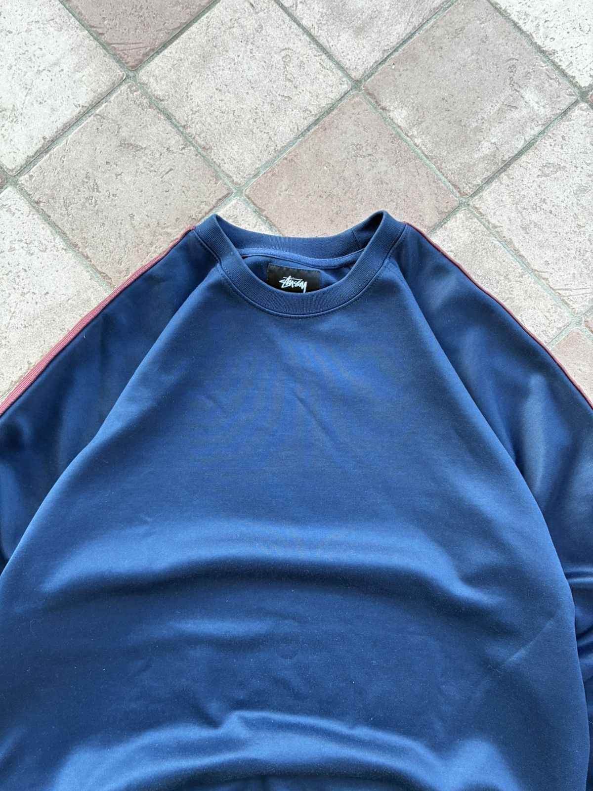 Stussy Stüssy Vintage Y2K Track Crewneck Navy Burgundy Logo Tape Size US M / EU 48-50 / 2 - 5 Thumbnail