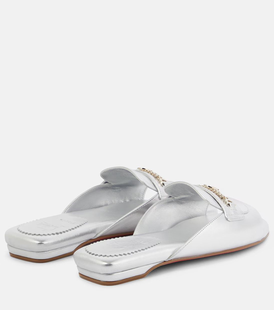 Christian Louboutin oc11z0125 Miss Mj Mule in Silver Size US 8 / IT 38 - 3 Thumbnail