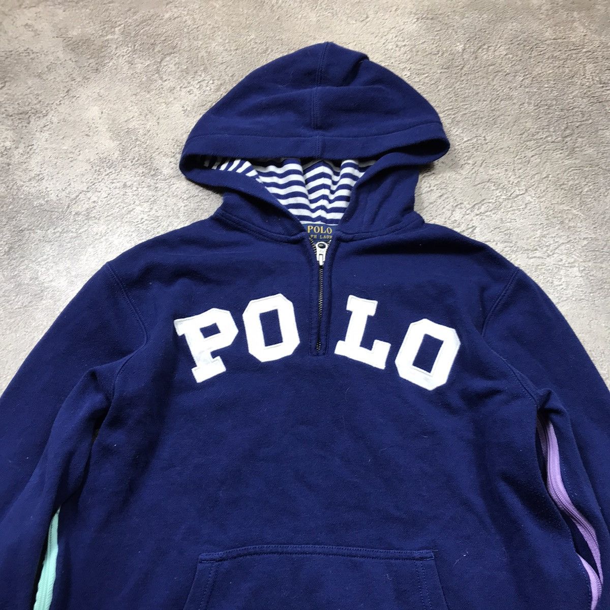 Vintage Vintage Polo Ralph Lauren Hoodie Striped Liner Y2K 90s S Size US S / EU 44-46 / 1 - 1 Thumbnail