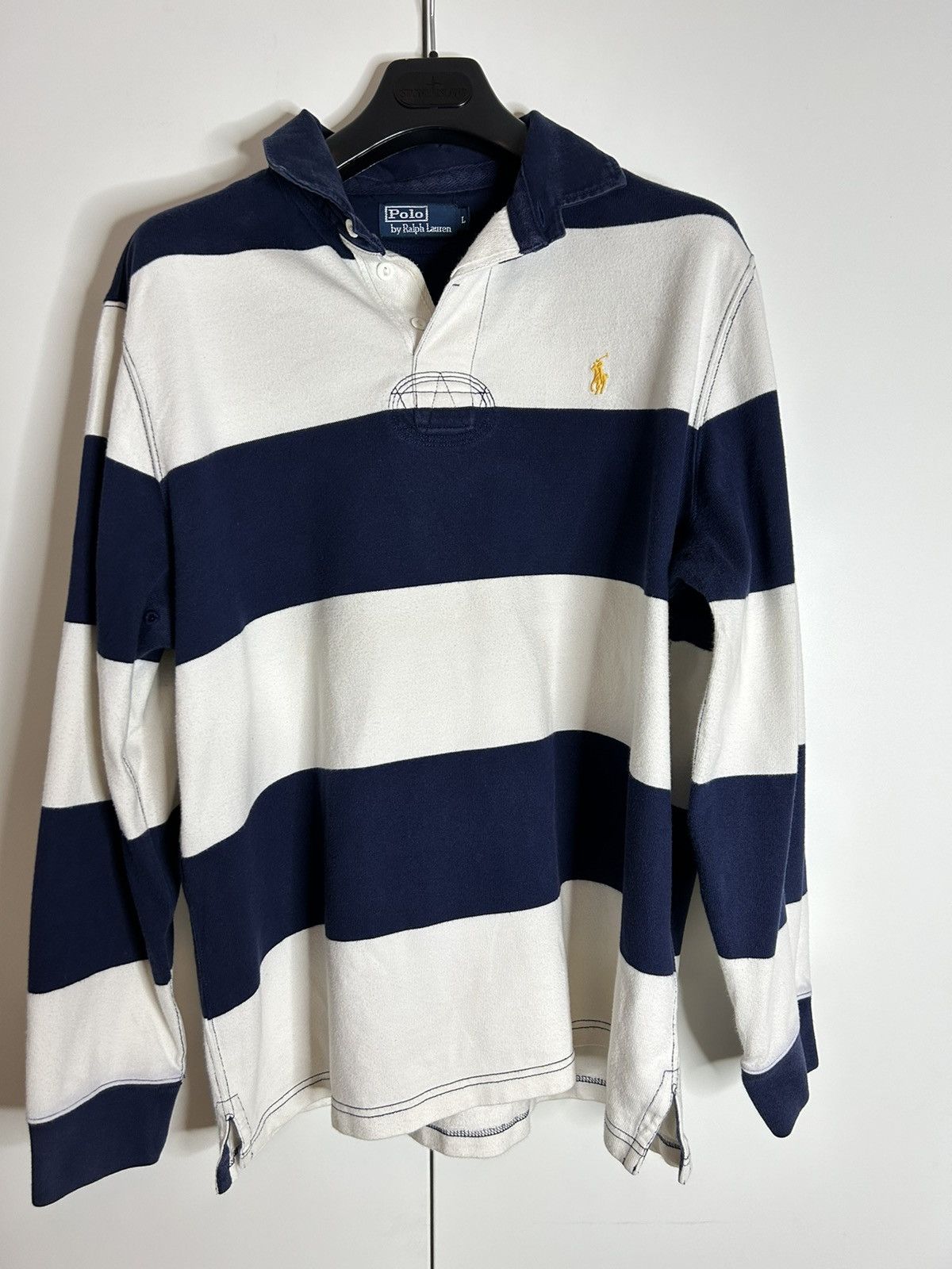 Polo Ralph Lauren × Ralph Lauren × Vintage Vintage 90s Polo Striped Boxy Rugby Polo Long Sleeve Shirt Size US L / EU 52-54 / 3 - 1 Thumbnail