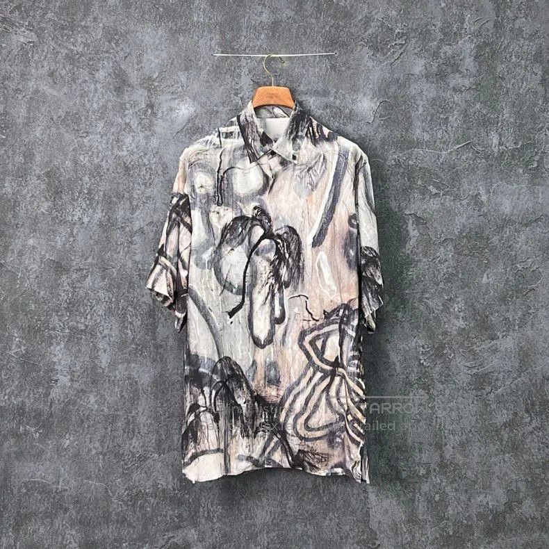 Yohji Yamamoto Yohji Yamamoto Silk Short Sleeve Shirt. Size US XS / EU 42 / 0 - 1 Thumbnail