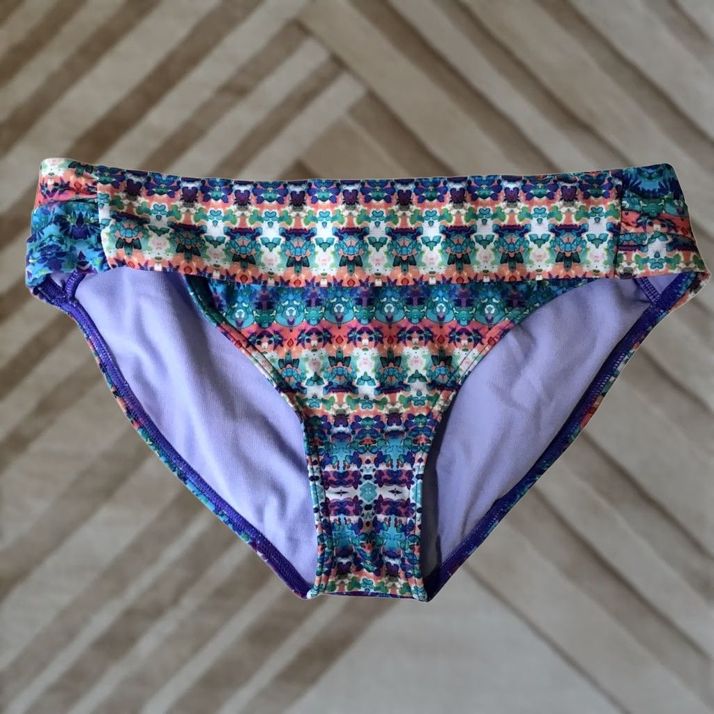 Prana Prana Womens Bikini Bottoms Multicolor Geometric Floral Size M Purple Blue Boho Size 32" / US 10 / IT 46 - 1 Thumbnail