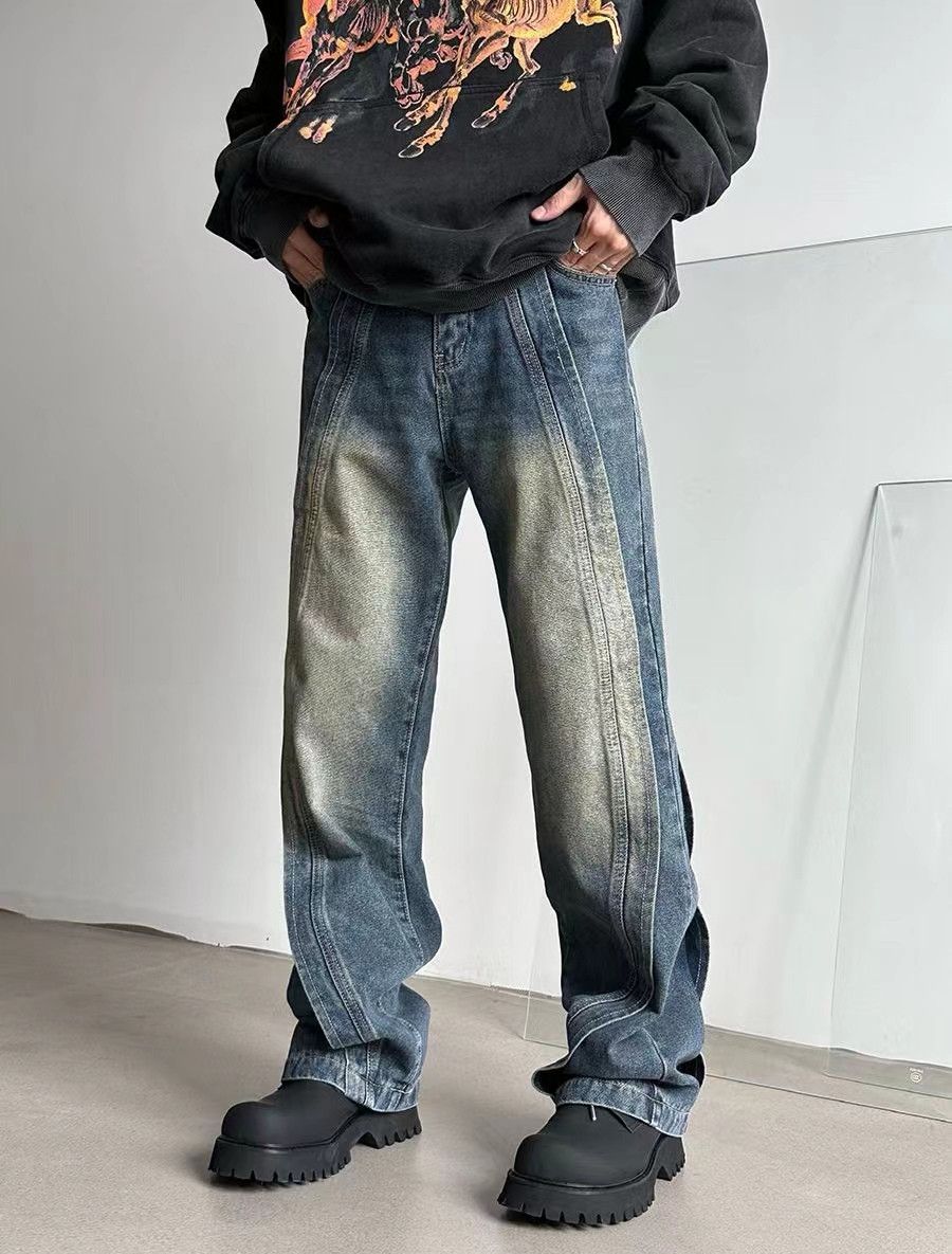 Vintage washed distressed patchwork rare jeans