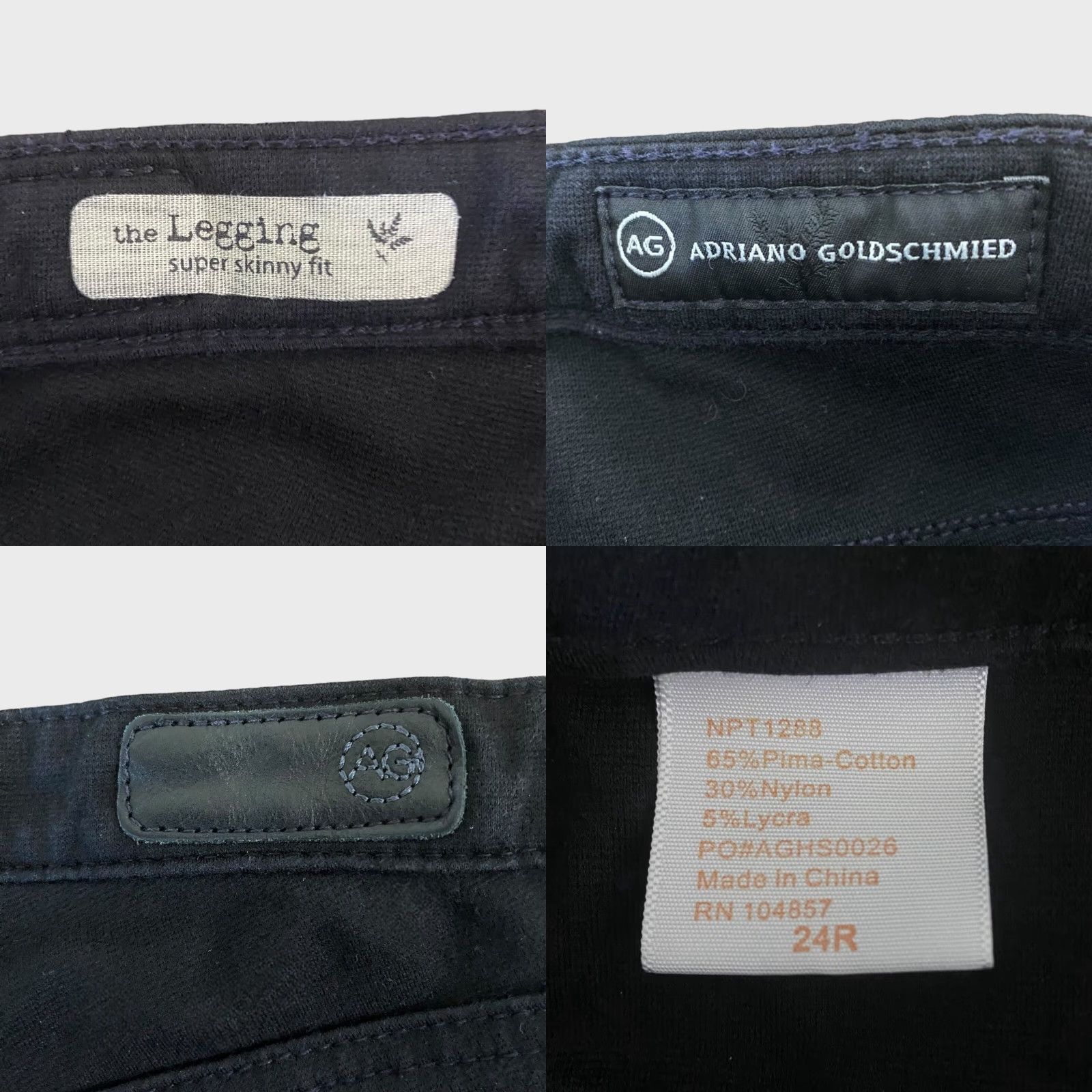 Vintage AG Adriano Goldschmied The Legging Super Skinny Jeans Womens 24 Black Stretch Size 42" / US 20 - 8 Thumbnail