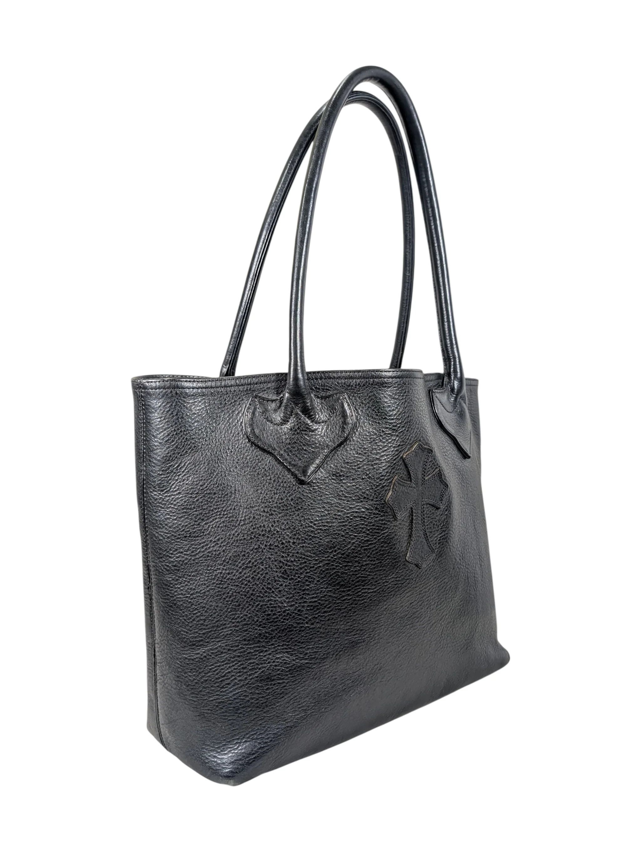 Chrome Hearts FS Tote Leather Cross Patch Black Quilted Bag Size ONE SIZE - 3 Thumbnail