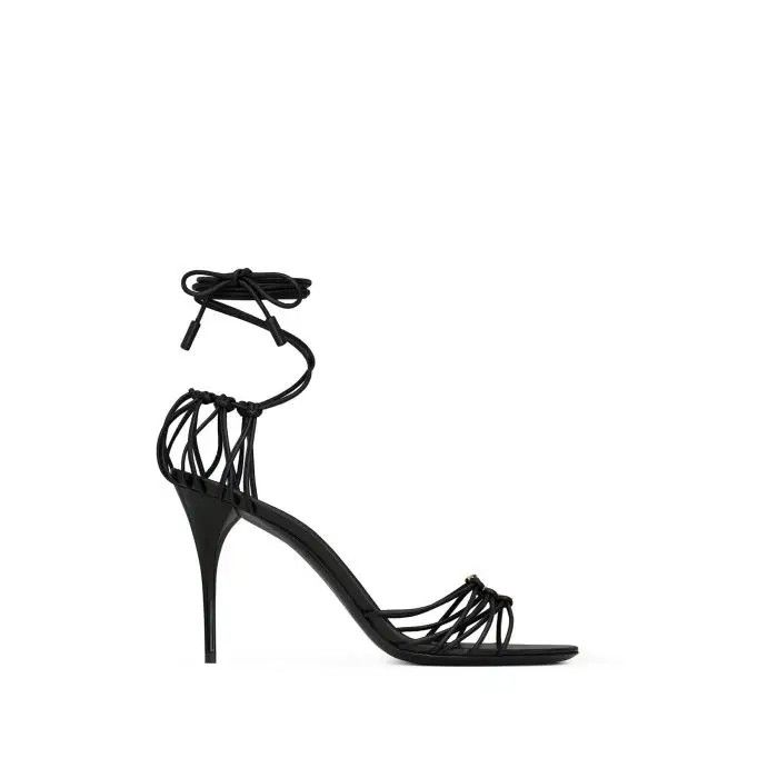 image of Saint Laurent Paris O1S22I1N0524 Babylone Leather Sandals In Black, Women's (Size 7)