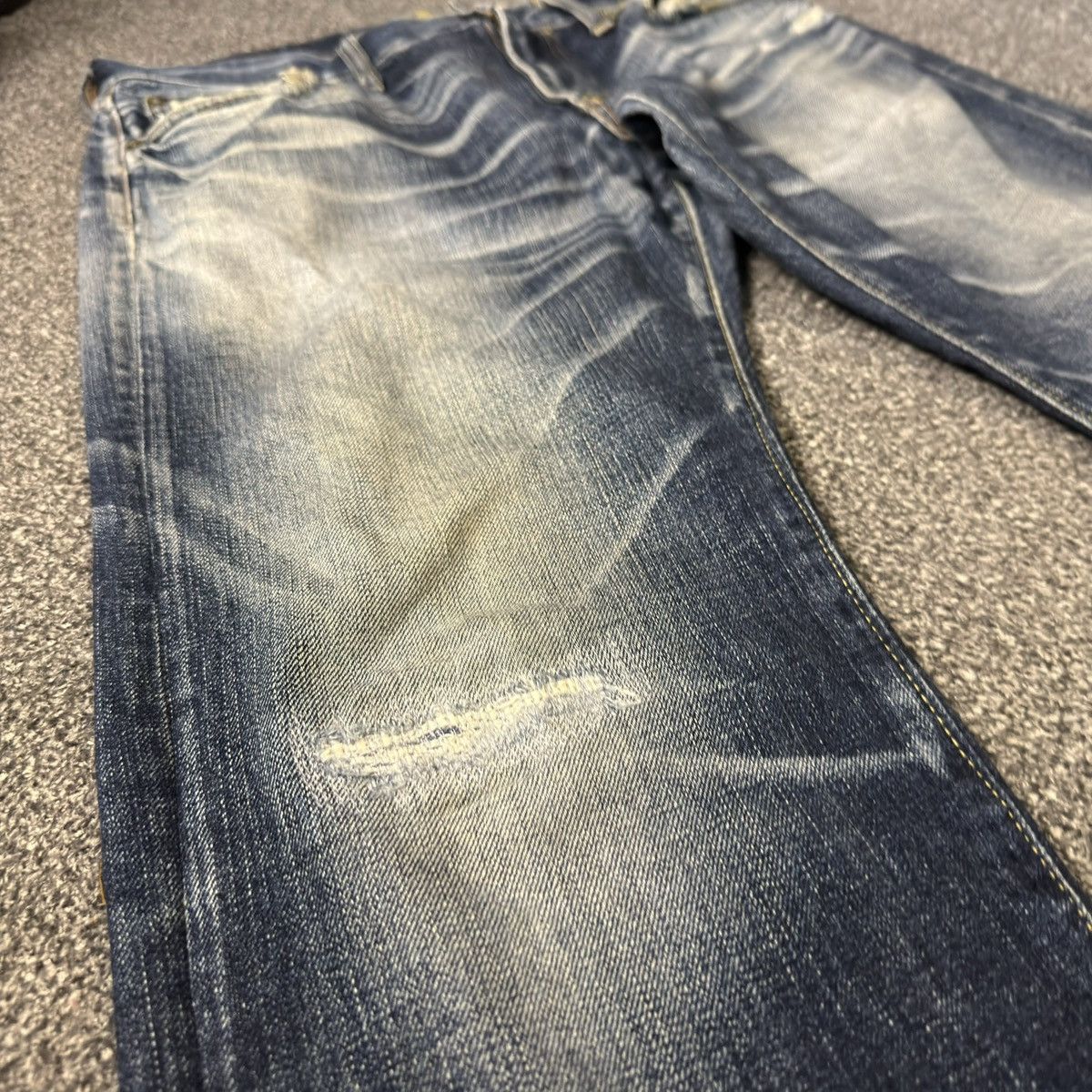 14th Addiction Vintage 90s Distressed Wash Back Number Straight Cut Denim Size US 34 / EU 50 - 6 Thumbnail