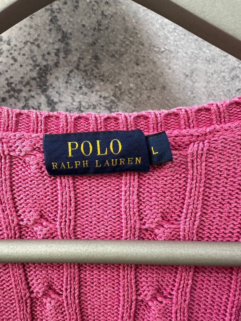 Polo Ralph Lauren Cable Knit V-Neck Sweater Pink Pullover