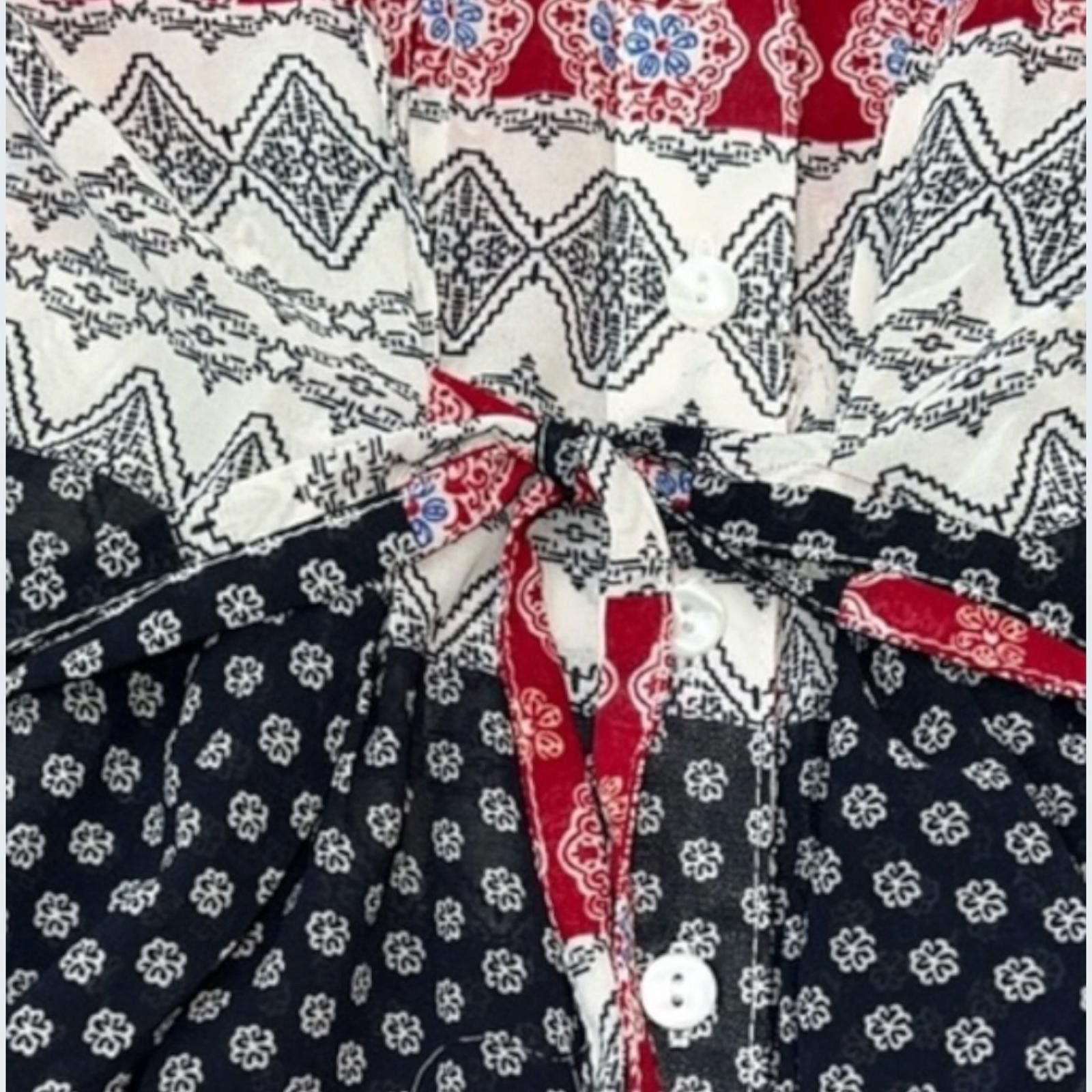 Other American Rag Womens Mixed Print Roll Tab Sleeve Large NWT Size L / US 10 / IT 46 - 2 Thumbnail