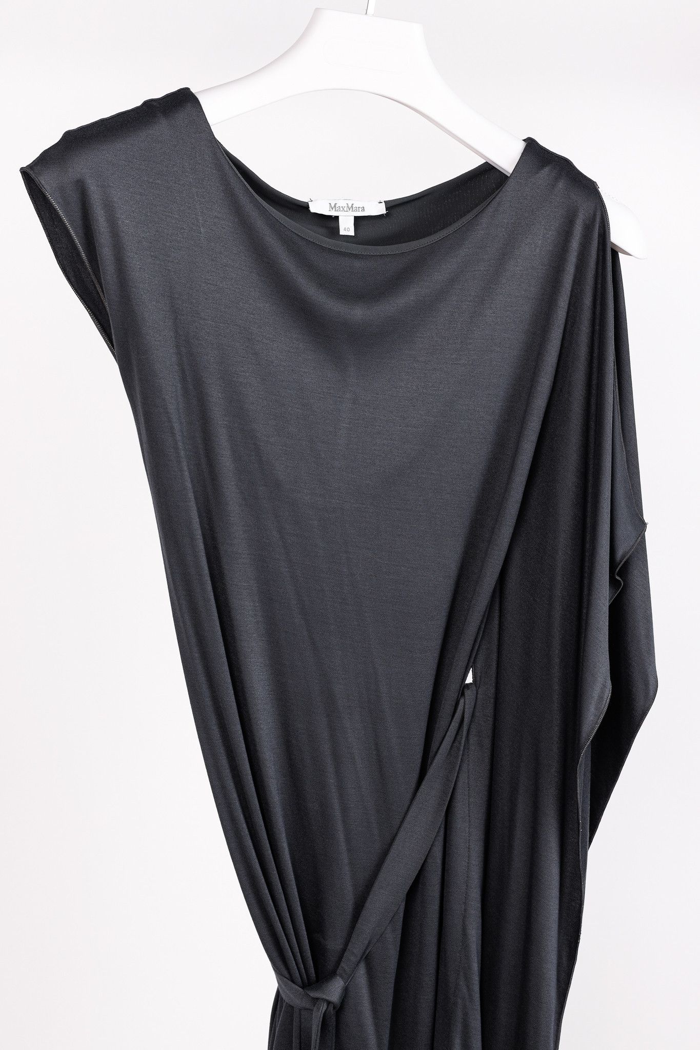 Max Mara Max Mara Grey Jersey Belted Draped Mini Dress Size S / US 4 / IT 40 - 3 Thumbnail