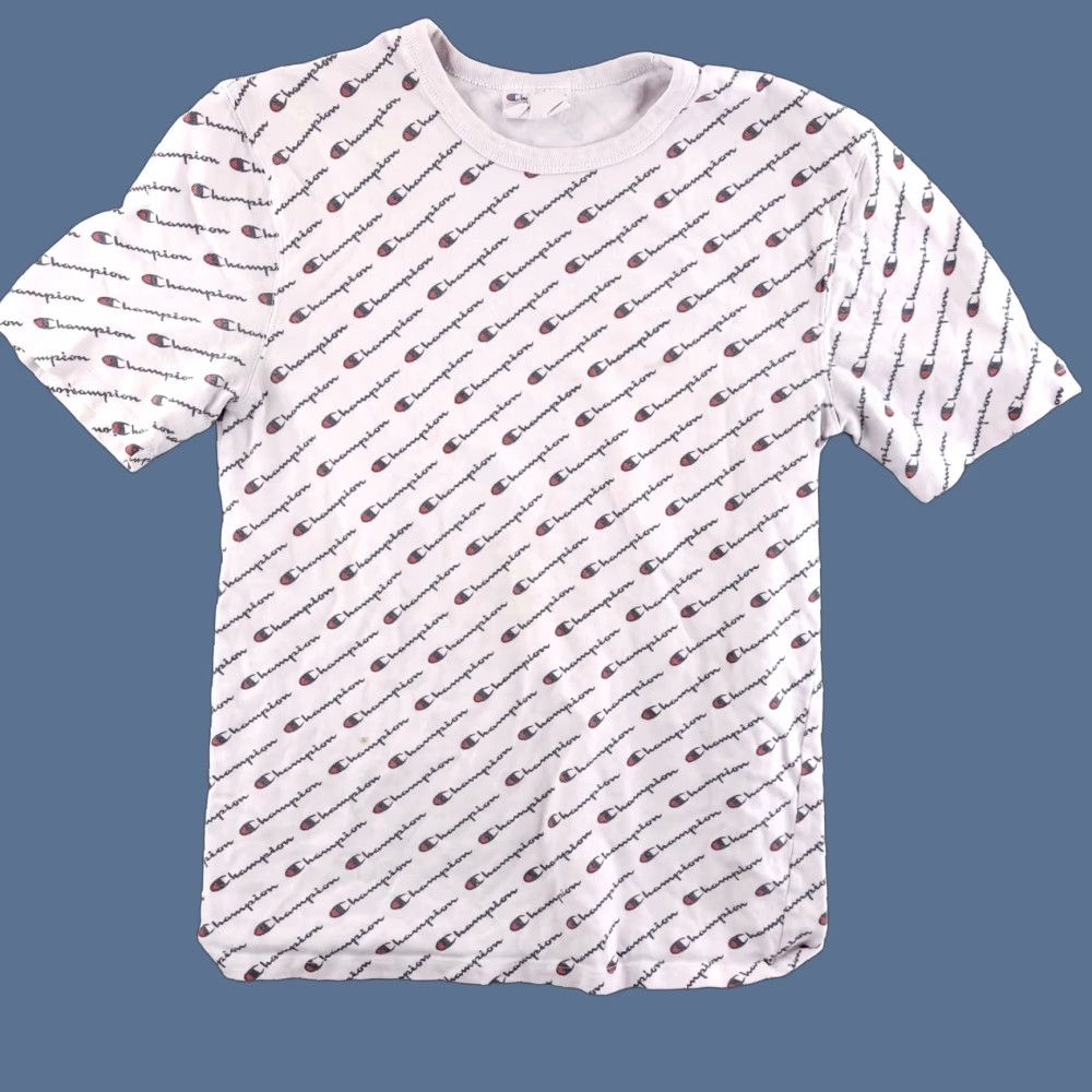 Champion Vintage Champion Logo Shirt Mens Small All Over Graphic Short Sleeve Tee Size US S / EU 44-46 / 1 - 1 Thumbnail