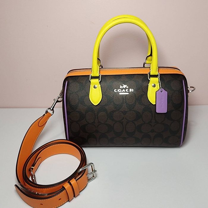 Coach NWT Coach CL422 Rowan Satchel Colorblock Neon Iris Multi | Grailed