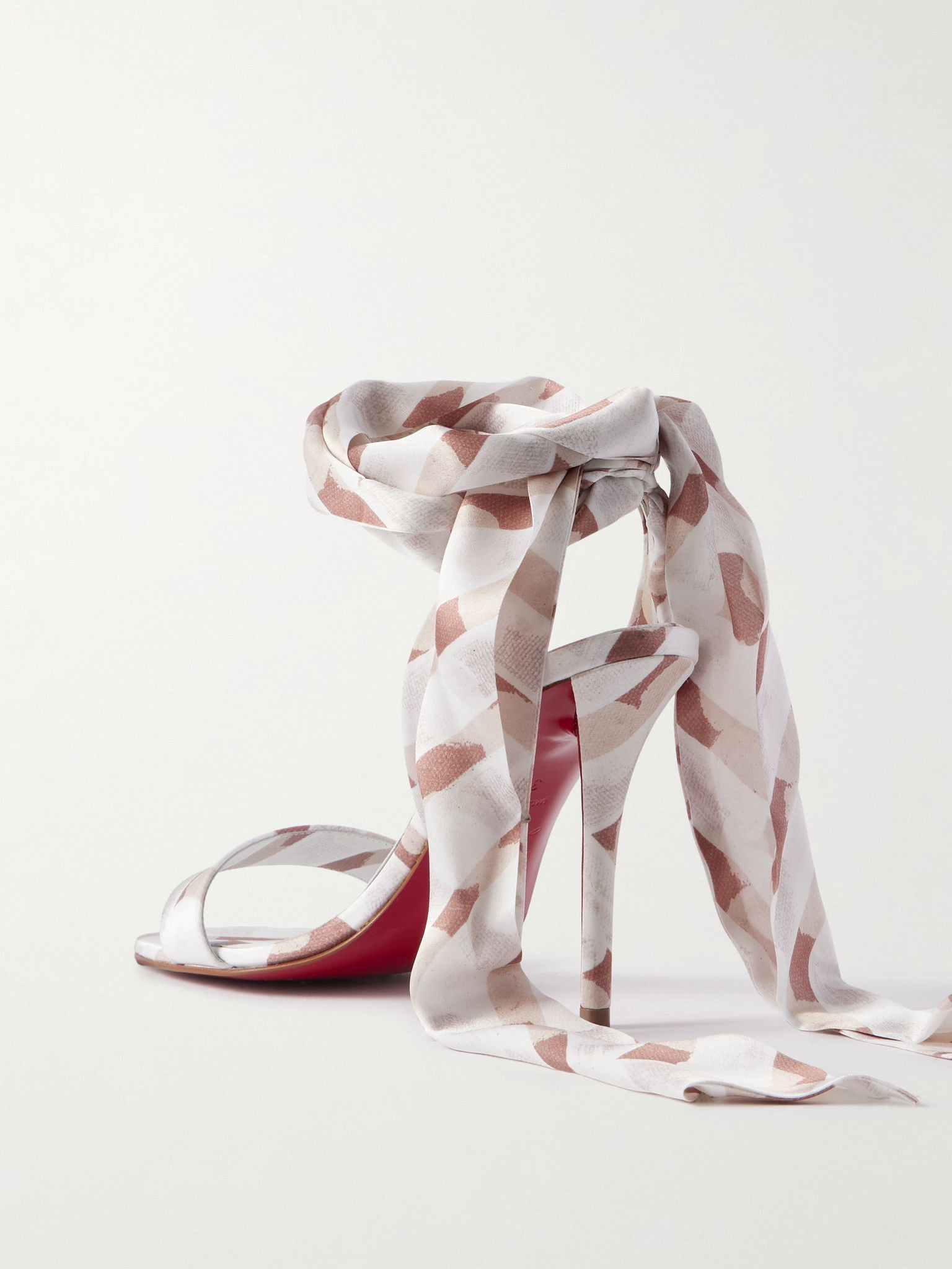 Christian Louboutin os11x0126 Miss Z 100 Printed Satin Sandals in Multicolor Size US 9 / IT 39 - 3 Thumbnail