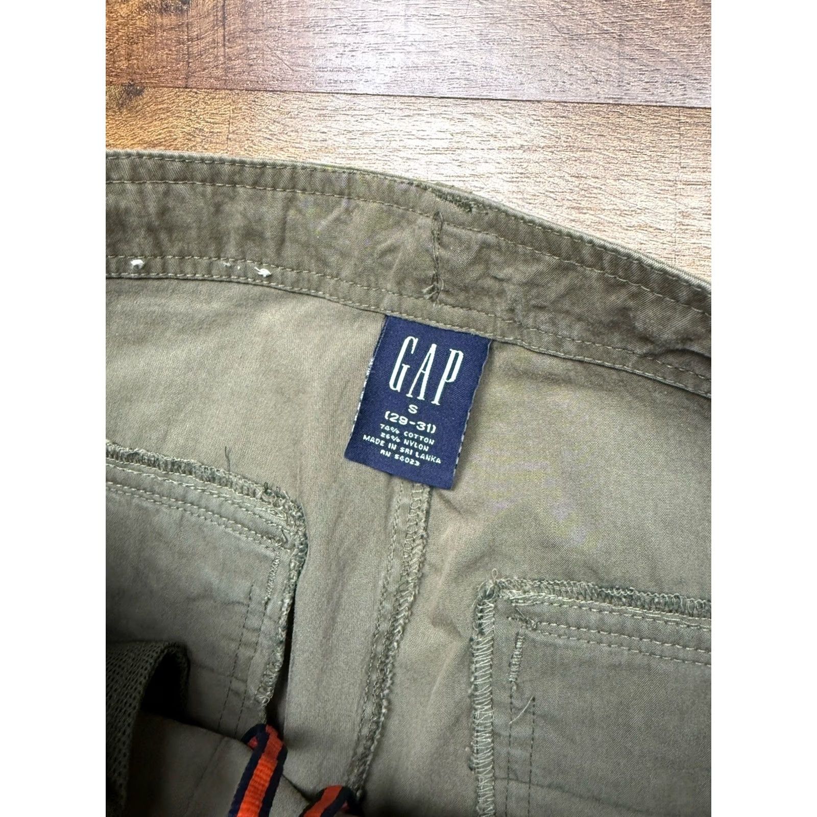 Gap VINTAGE GAP Pants Mens Green Military Paratrooper Baggy Sz S - 31X29 - READ Size US 31 - 6 Thumbnail