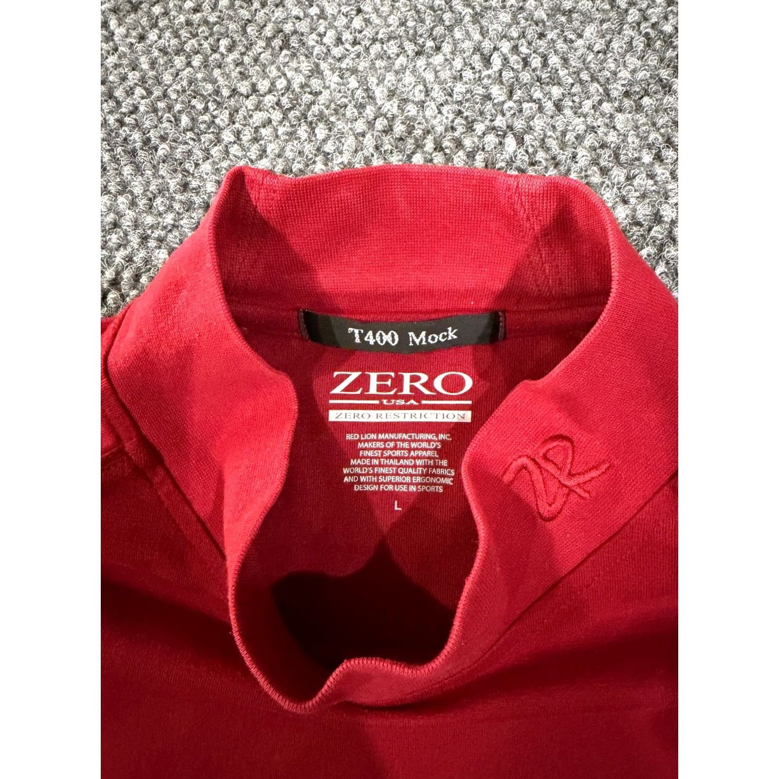 Vintage Zero Restriction Mock Neck Top Mens L Red Geometric Long Sleeve Pullover Casual Embroidered All Seasons Lightweight Stretch Size US L / EU 52-54 / 3 - 5 Thumbnail