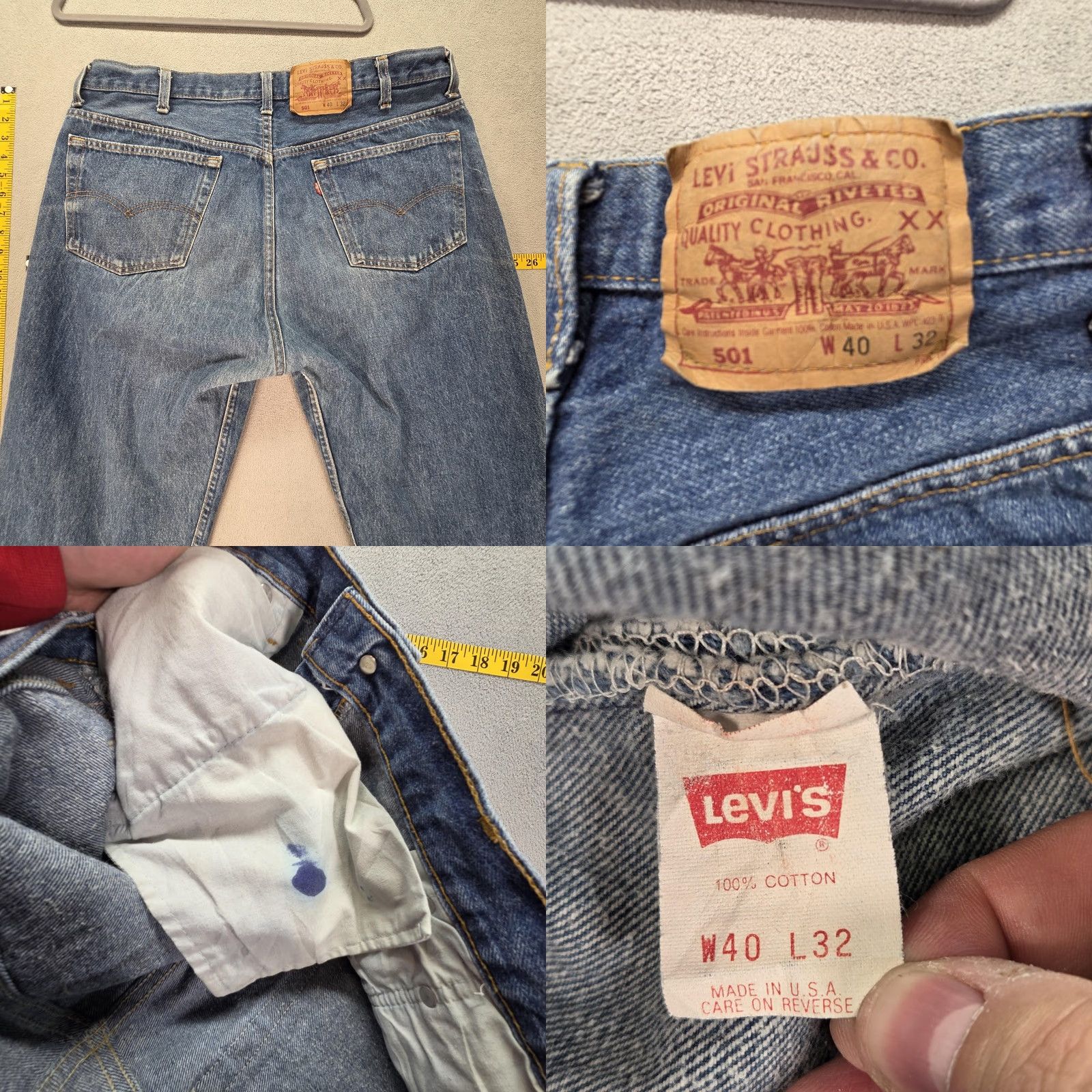 Levi's Levi's 501 Jeans Mens Medium Blue Wash Button Fly Vintage Straight 36x30 Made in USA Mens Jeans 36 Size US 36 / EU 52 - 10 Thumbnail
