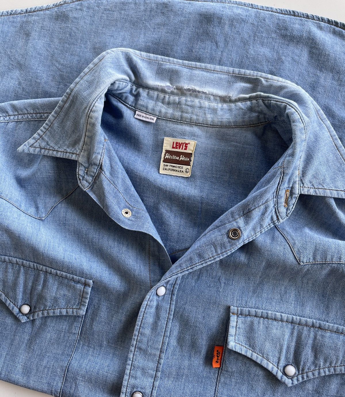 Levi's Vintage Clothing Levis Orange Tab Western Denim Shirt Size US L / EU 52-54 / 3 - 12 Thumbnail
