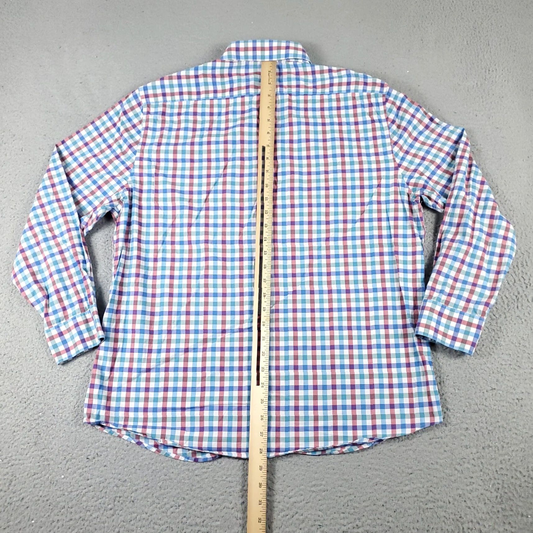 Original Penguin Original Penguin Dress Shirt Mens 16.5 Pink Check Long Sleeve Button Up Casual Modern Classic Size 42R - 3 Thumbnail