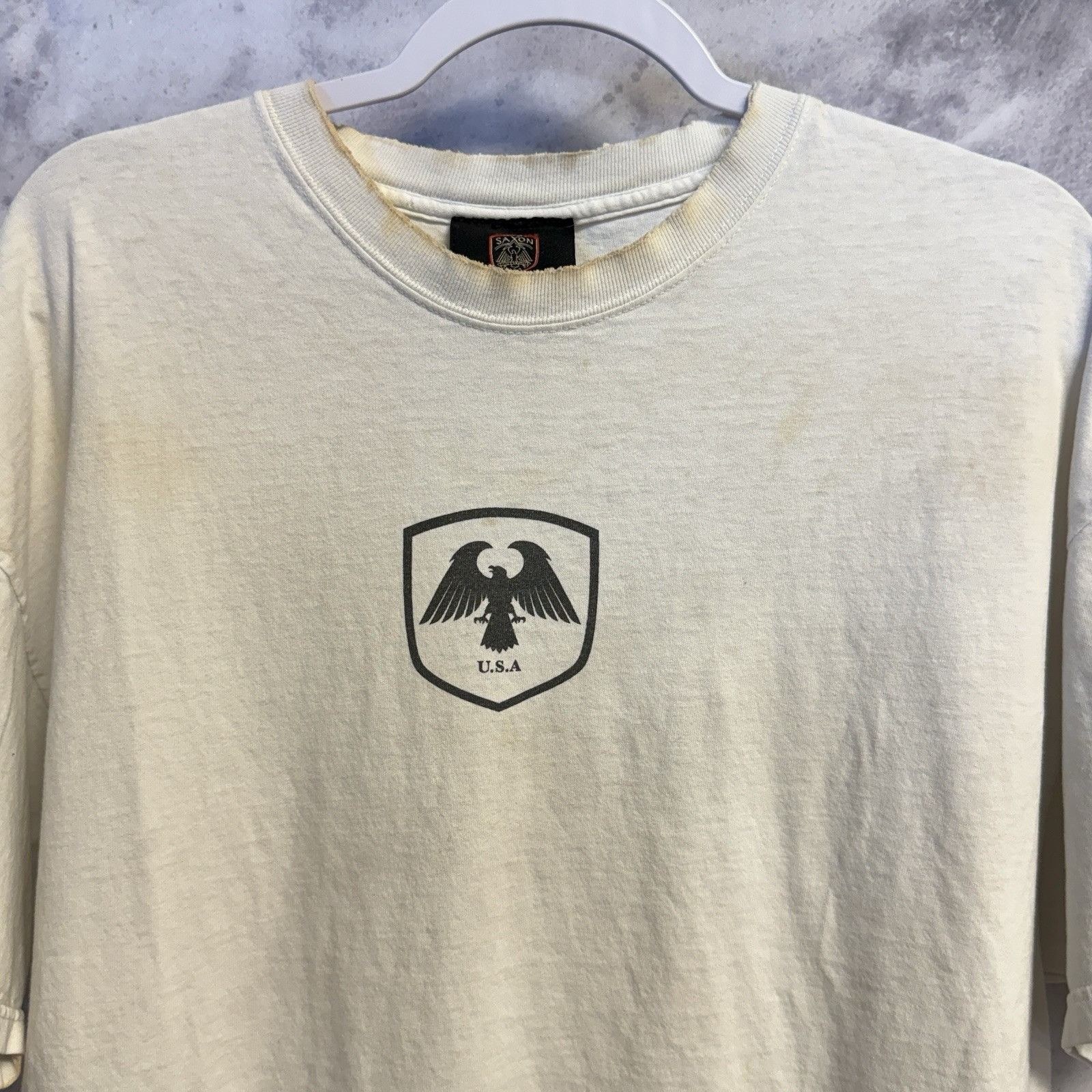 Vintage Vintage Saxon Motorcycle T Shirt Mens XL White Short Sleeve Size US XL / EU 56 / 4 - 4 Thumbnail